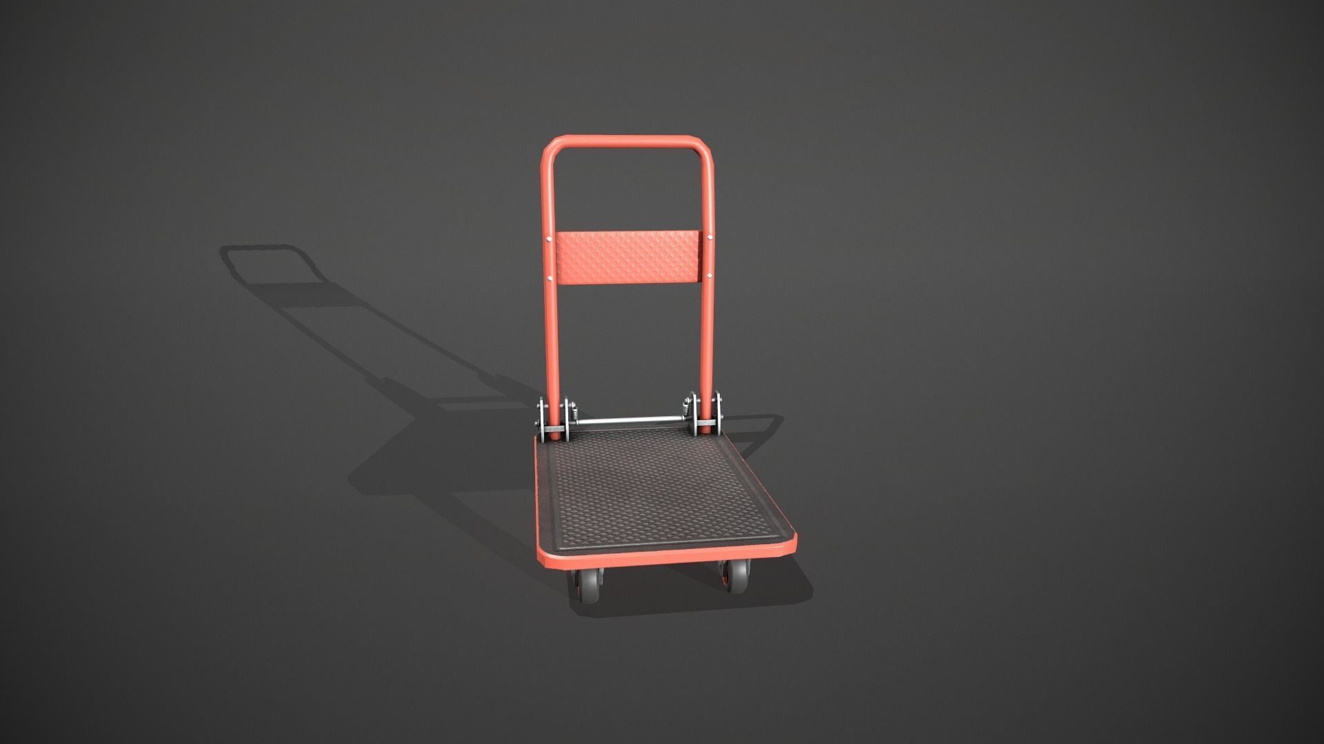Folding Platform Truck - Trolley - Red Low-poly 3D model_11
