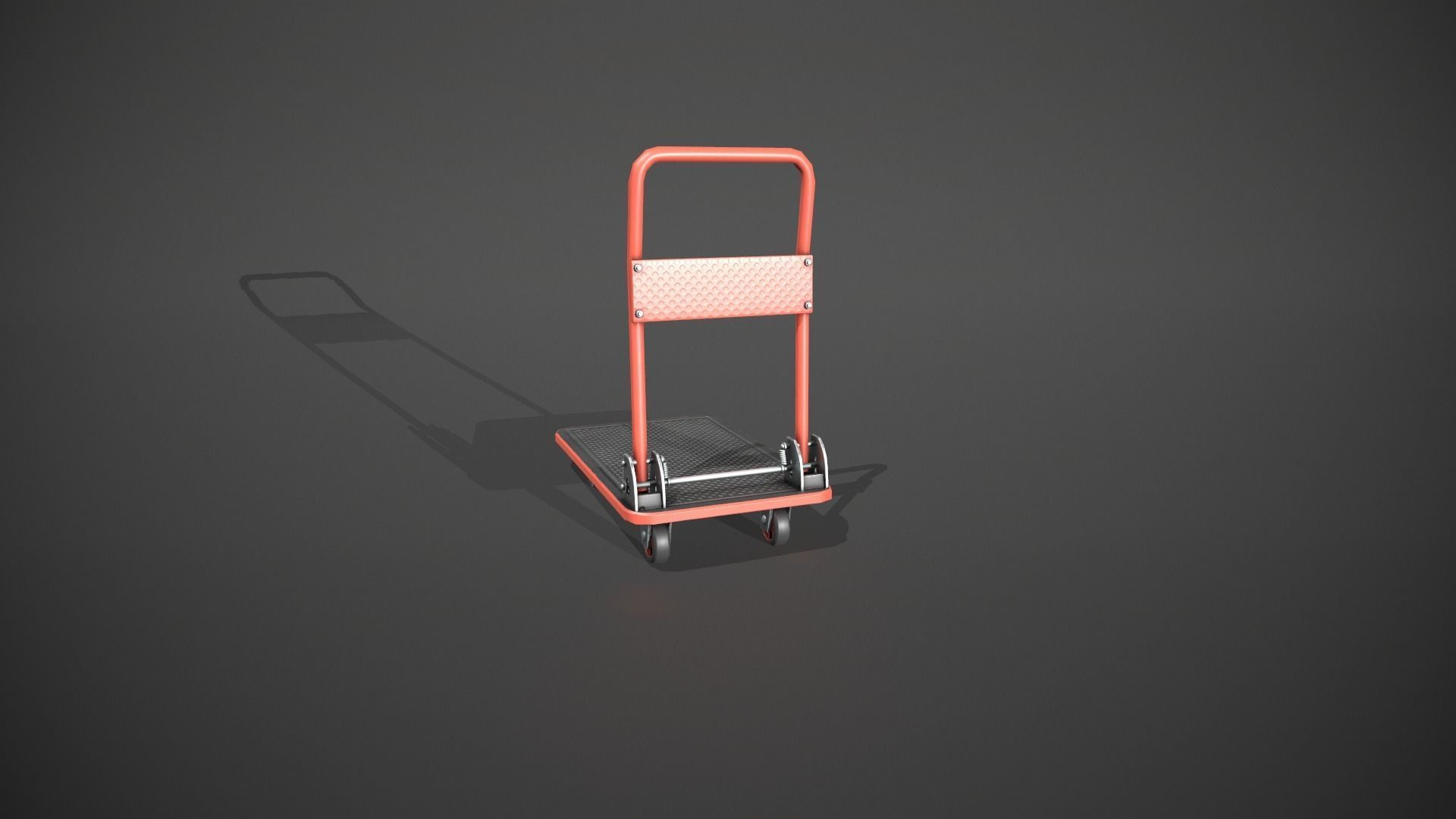 Folding Platform Truck - Trolley - Red Low-poly 3D model_6