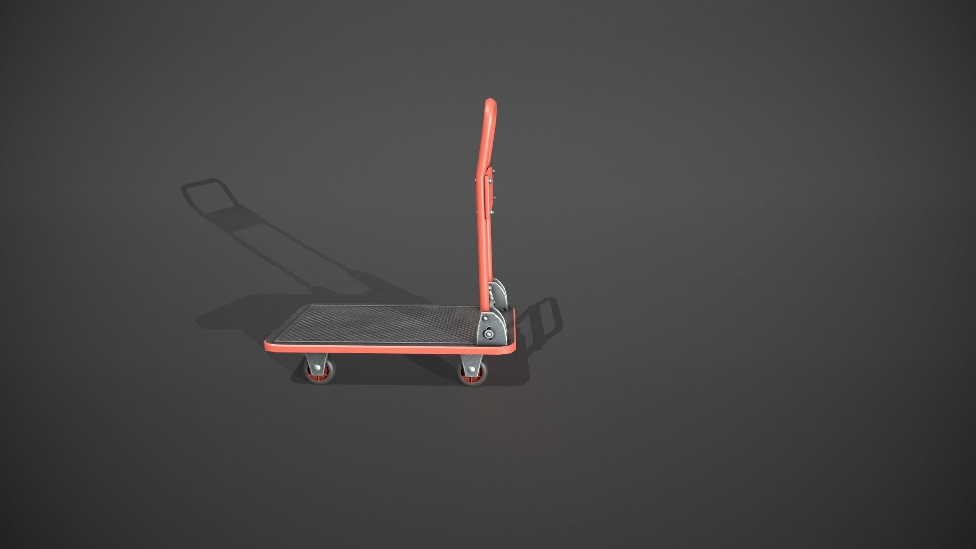 Folding Platform Truck - Trolley - Red Low-poly 3D model_8