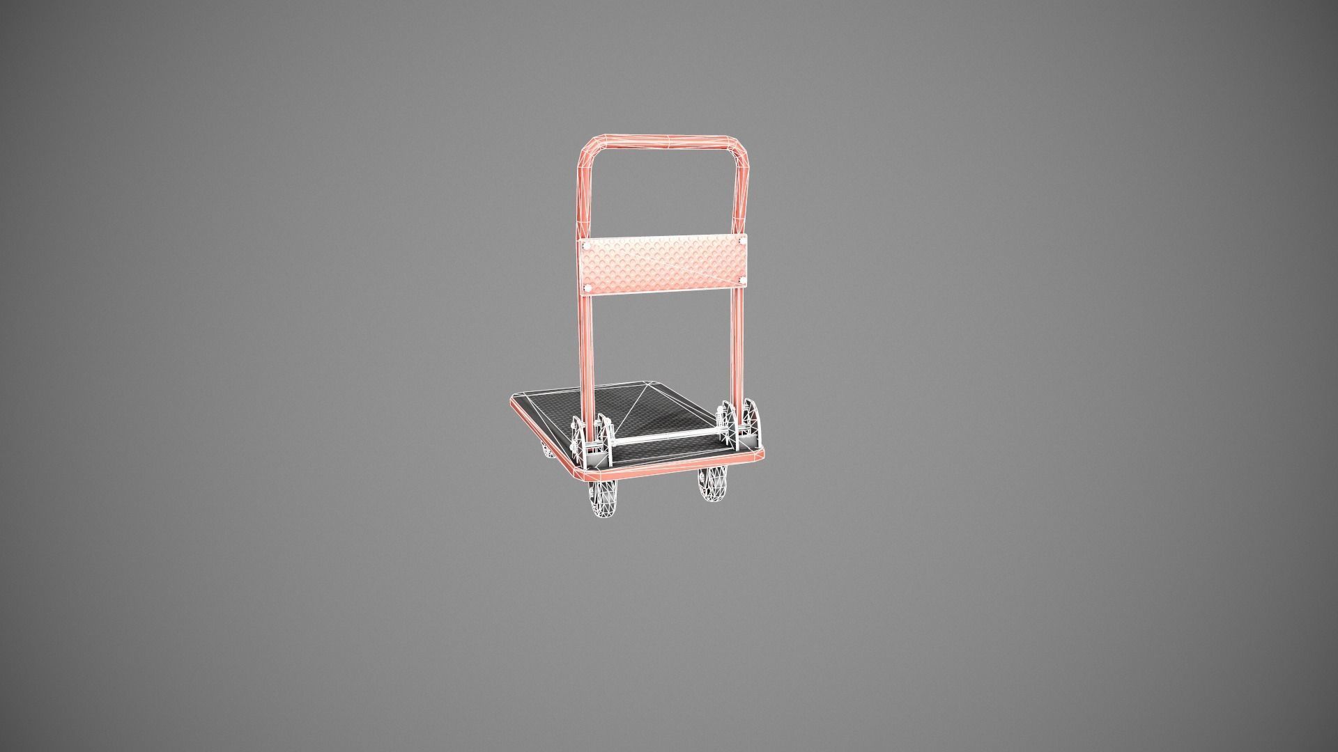 Folding Platform Truck - Trolley - Red Low-poly 3D model_18