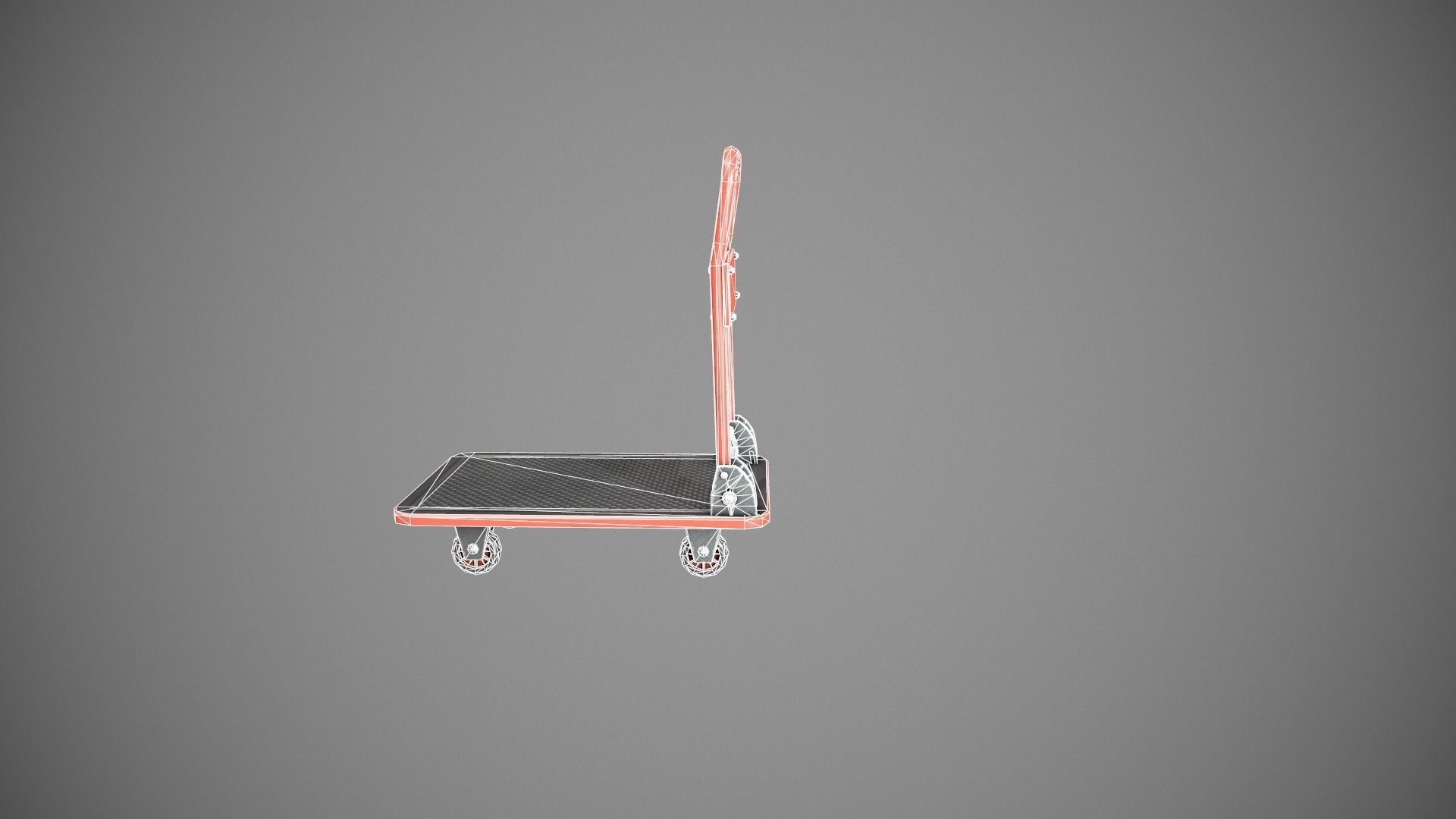Folding Platform Truck - Trolley - Red Low-poly 3D model_20