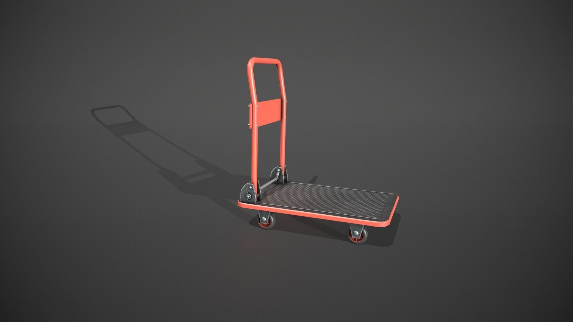 Folding Platform Truck - Trolley - Red Low-poly 3D model_2