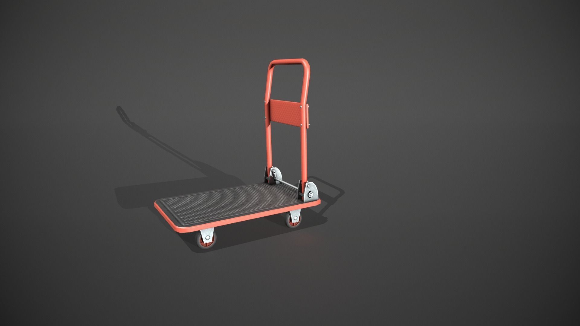 Folding Platform Truck - Trolley - Red Low-poly 3D model_9