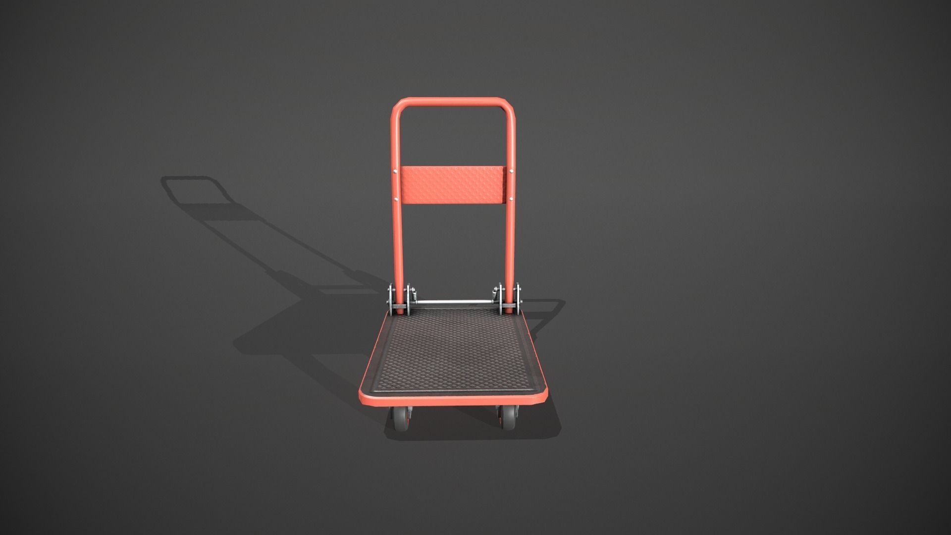 Folding Platform Truck - Trolley - Red Low-poly 3D model_1