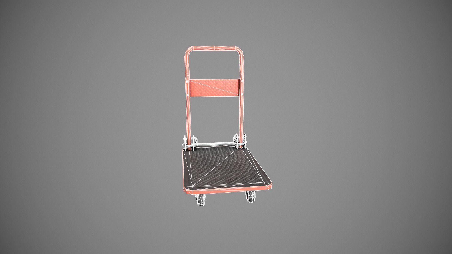 Folding Platform Truck - Trolley - Red Low-poly 3D model_23