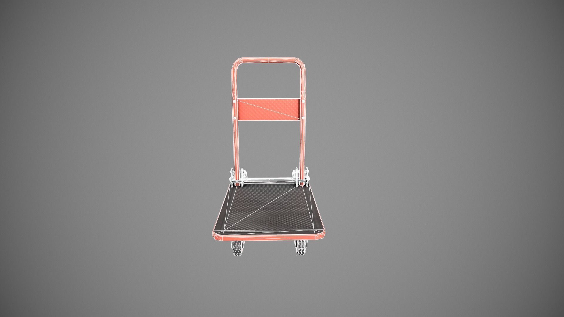 Folding Platform Truck - Trolley - Red Low-poly 3D model_12