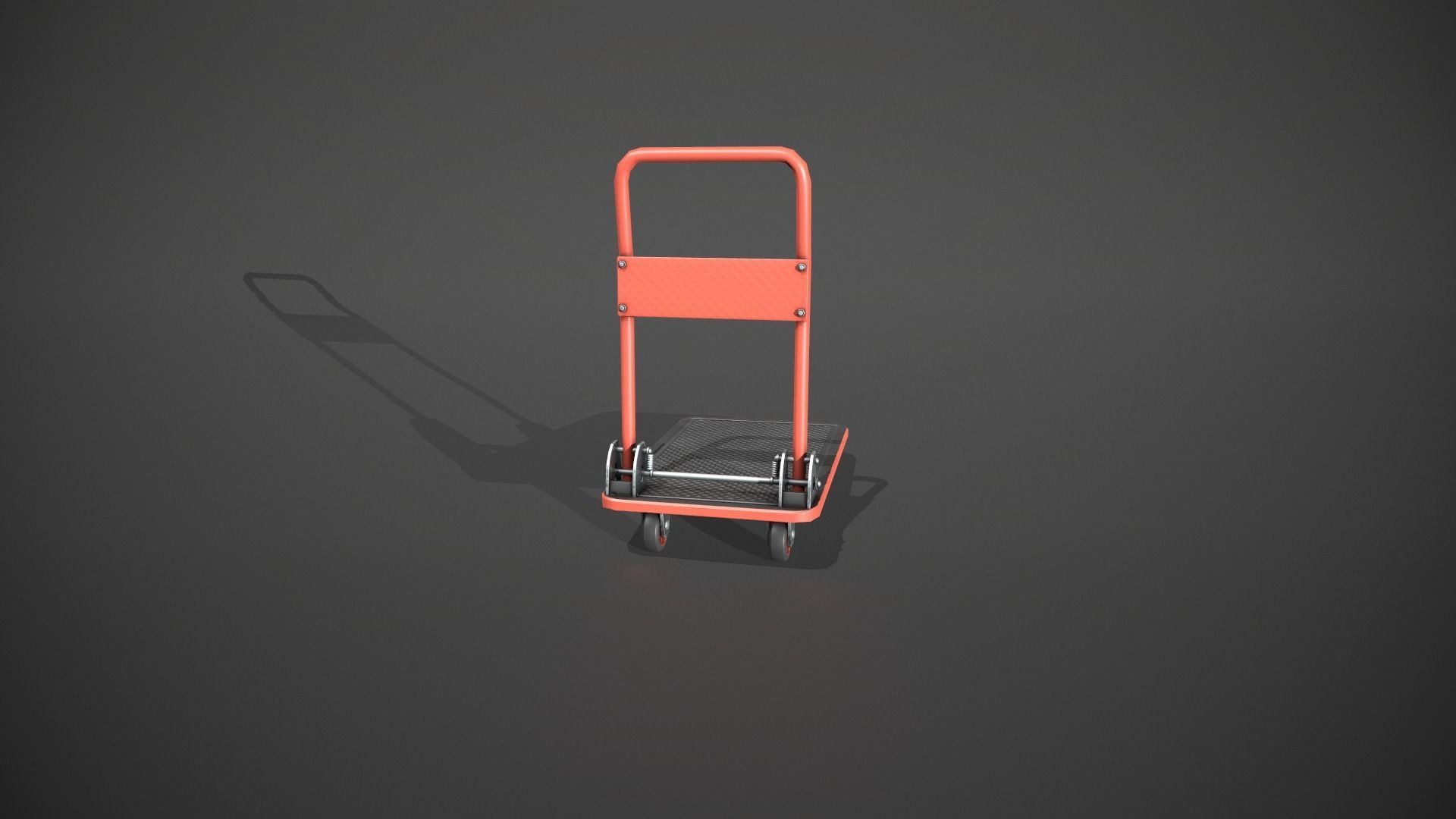 Folding Platform Truck - Trolley - Red Low-poly 3D model_5