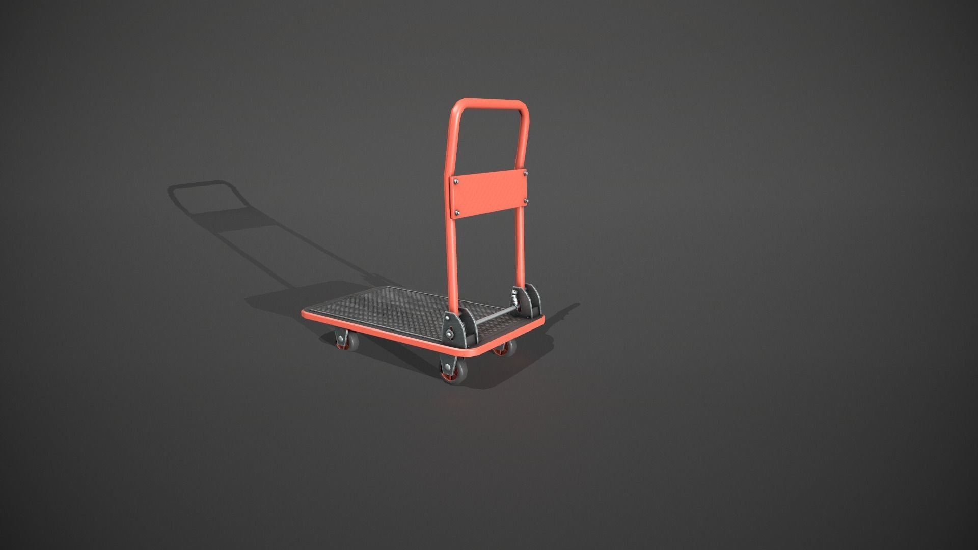 Folding Platform Truck - Trolley - Red Low-poly 3D model_7