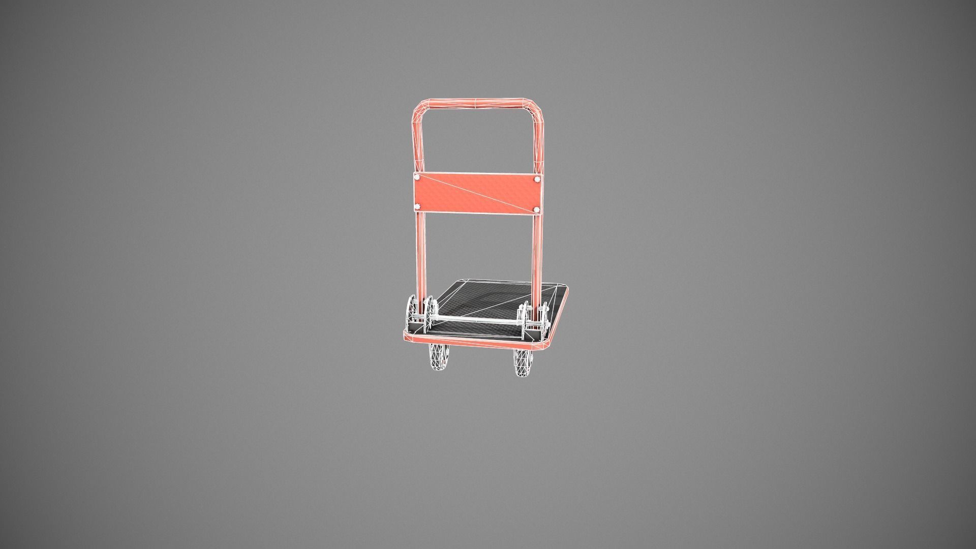 Folding Platform Truck - Trolley - Red Low-poly 3D model_17