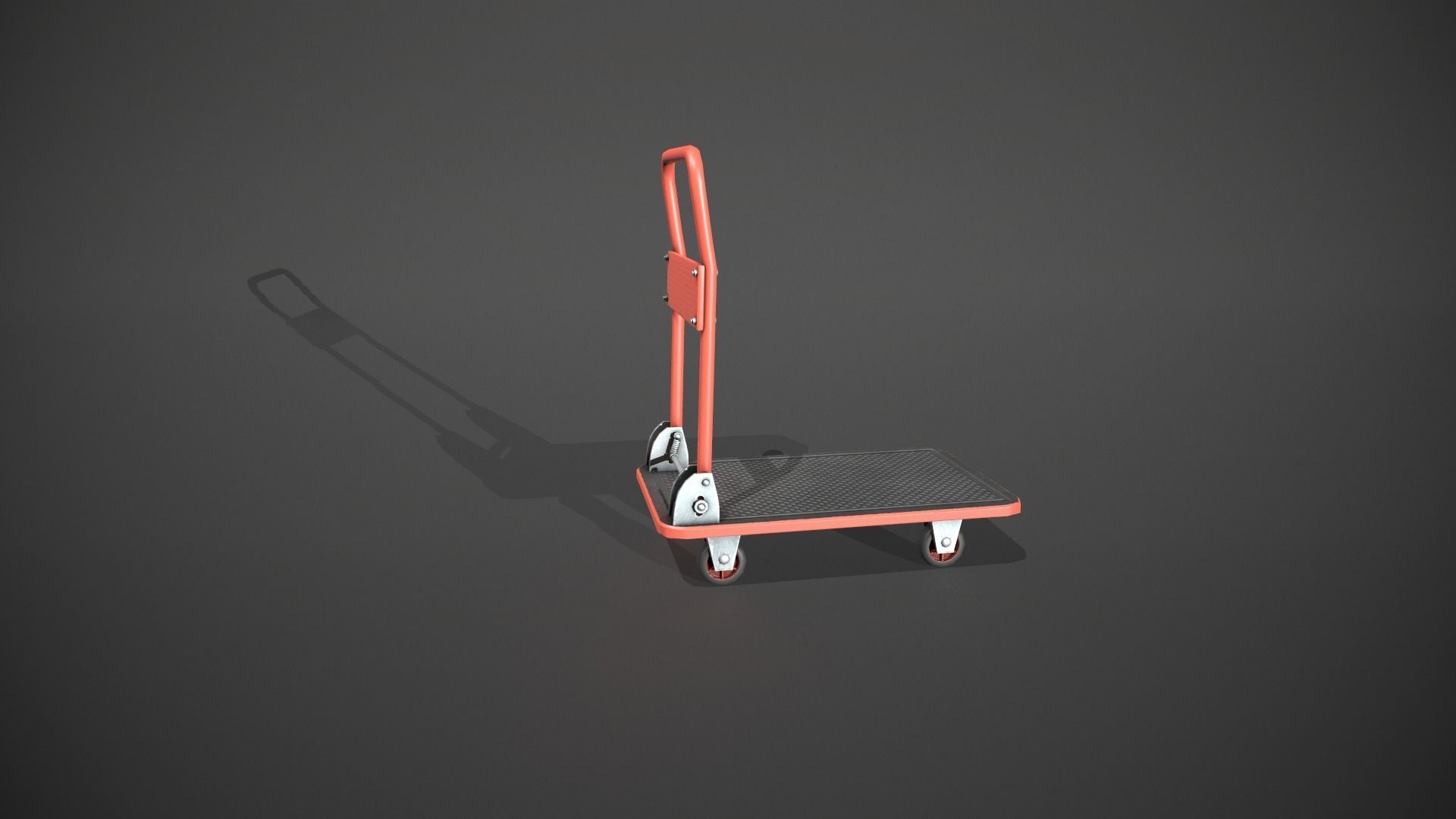Folding Platform Truck - Trolley - Red Low-poly 3D model_3