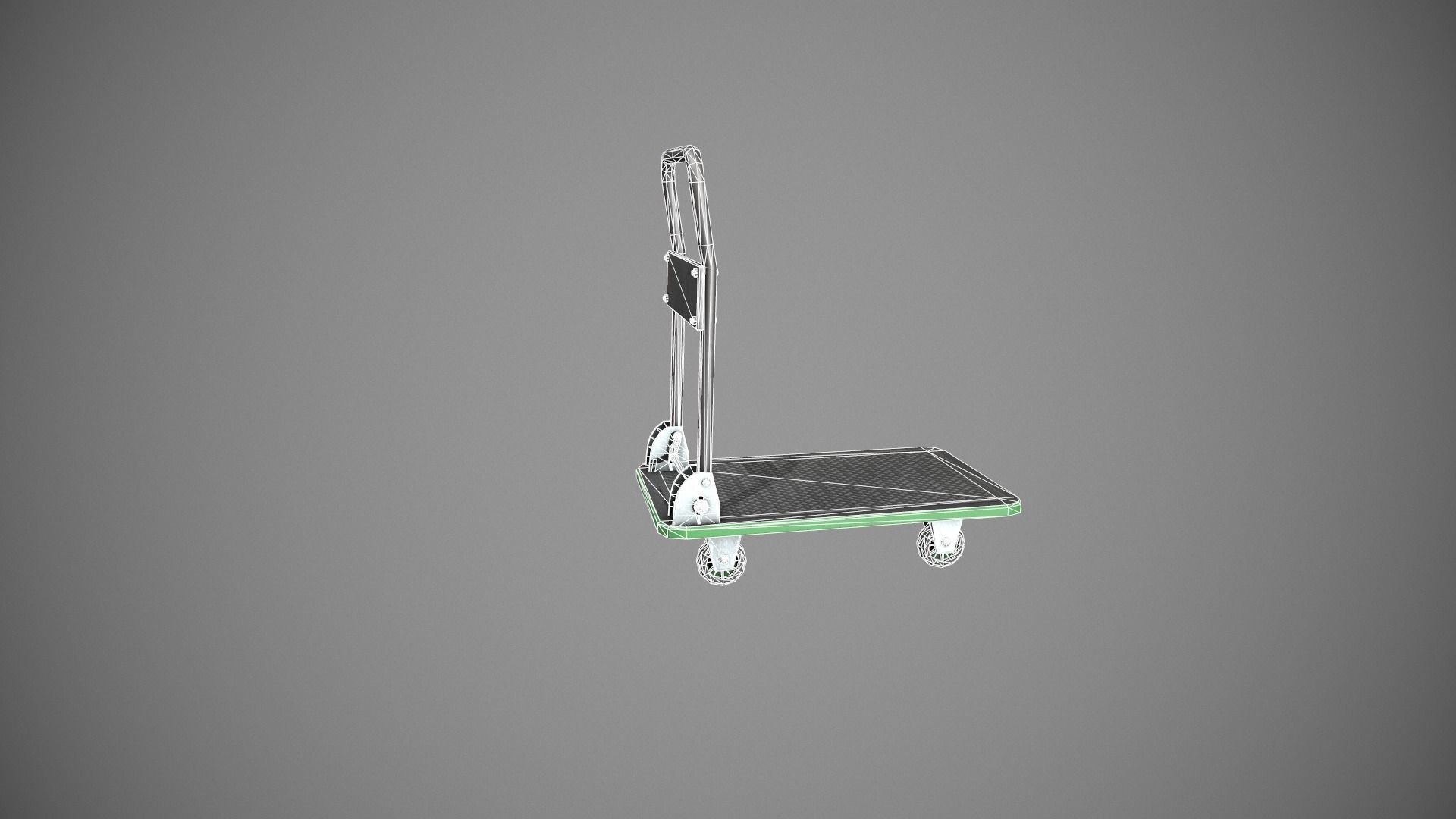 Folding Platform Truck - Trolley - Green Accents Low-poly 3D model_15