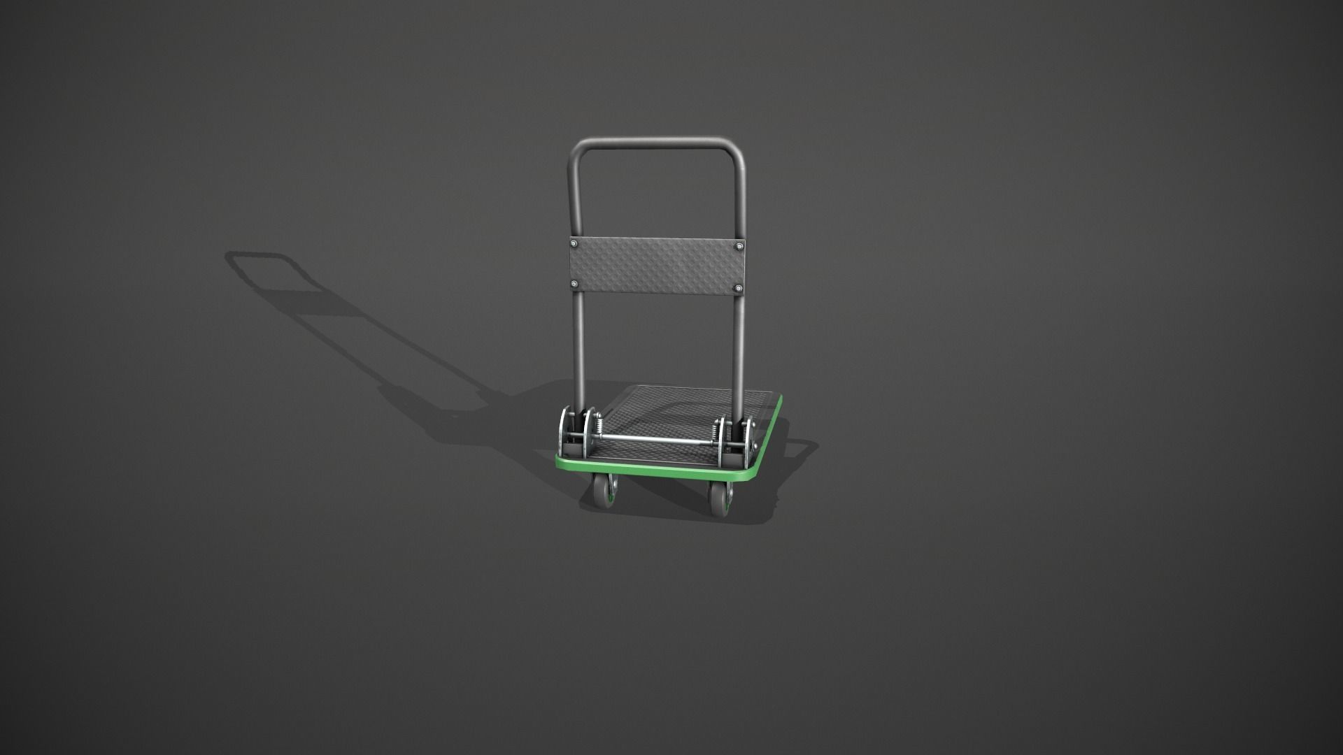 Folding Platform Truck - Trolley - Green Accents Low-poly 3D model_5