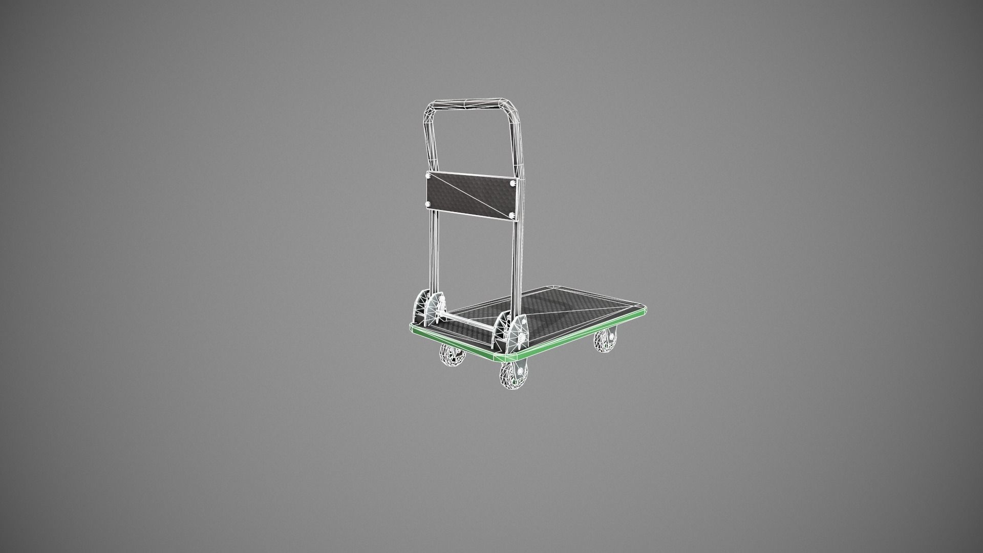 Folding Platform Truck - Trolley - Green Accents Low-poly 3D model_16