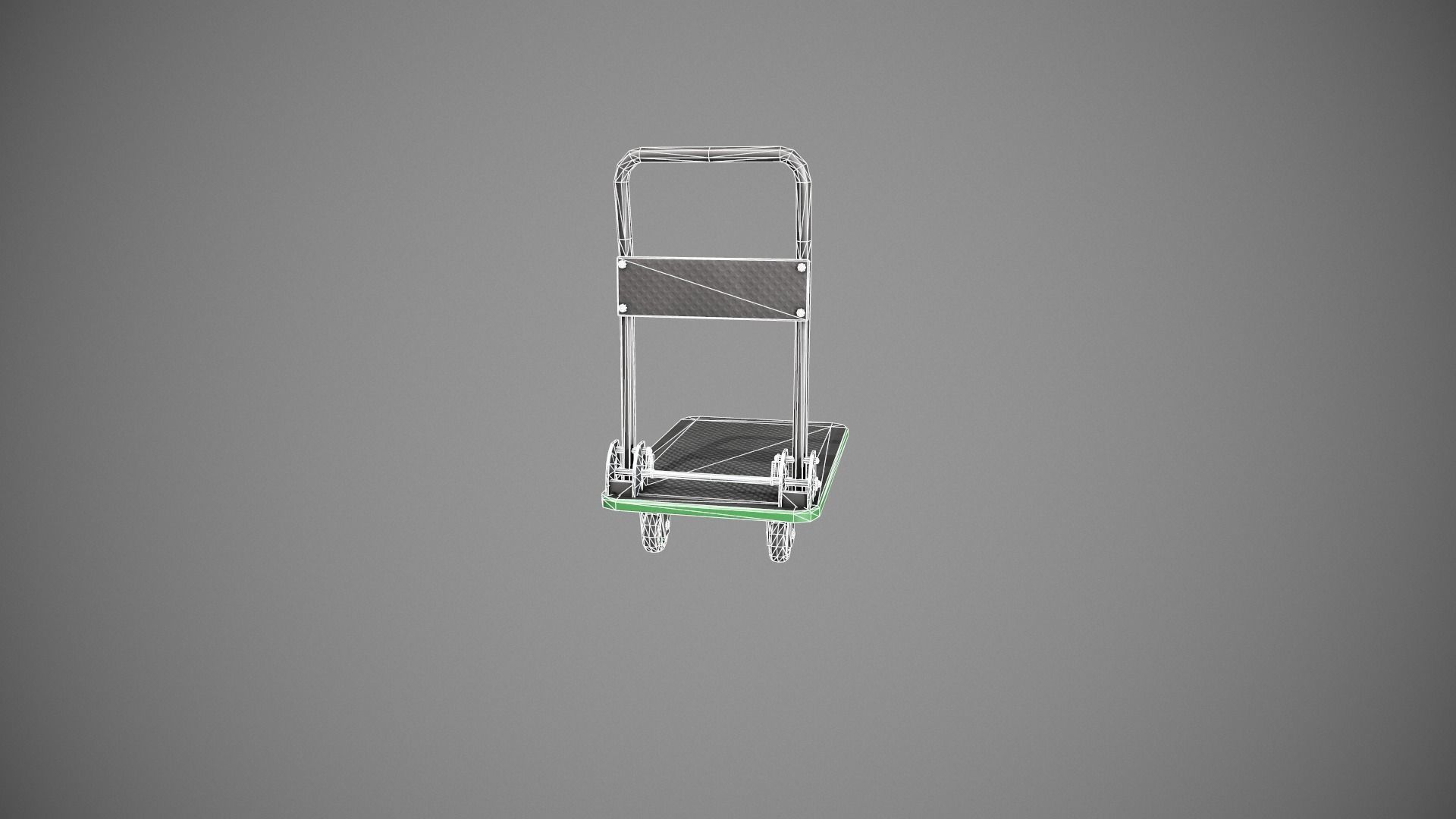 Folding Platform Truck - Trolley - Green Accents Low-poly 3D model_17