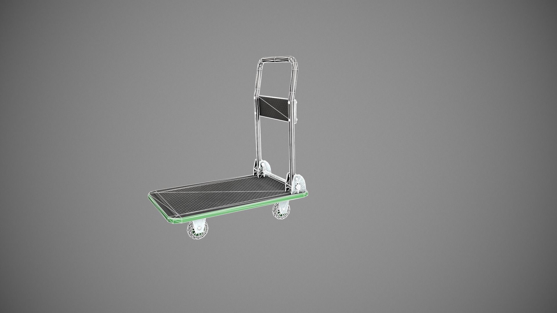Folding Platform Truck - Trolley - Green Accents Low-poly 3D model_21