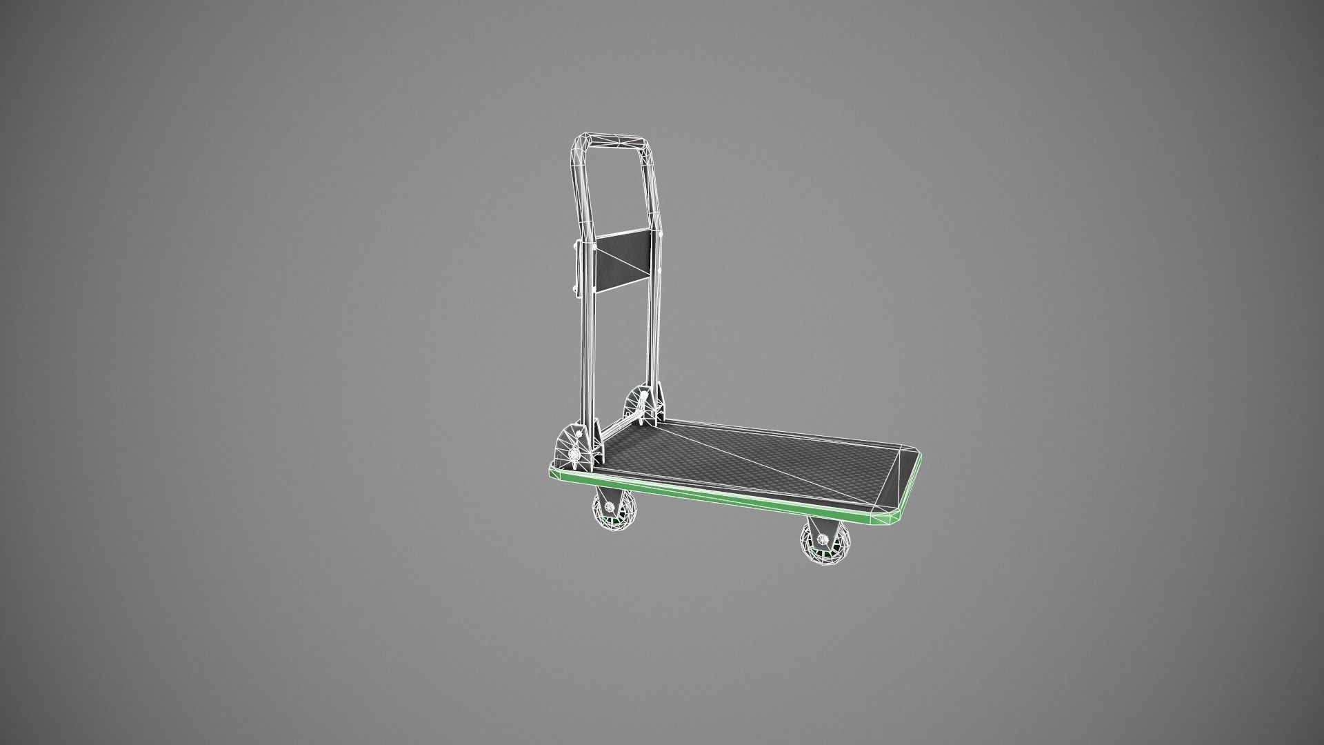 Folding Platform Truck - Trolley - Green Accents Low-poly 3D model_14