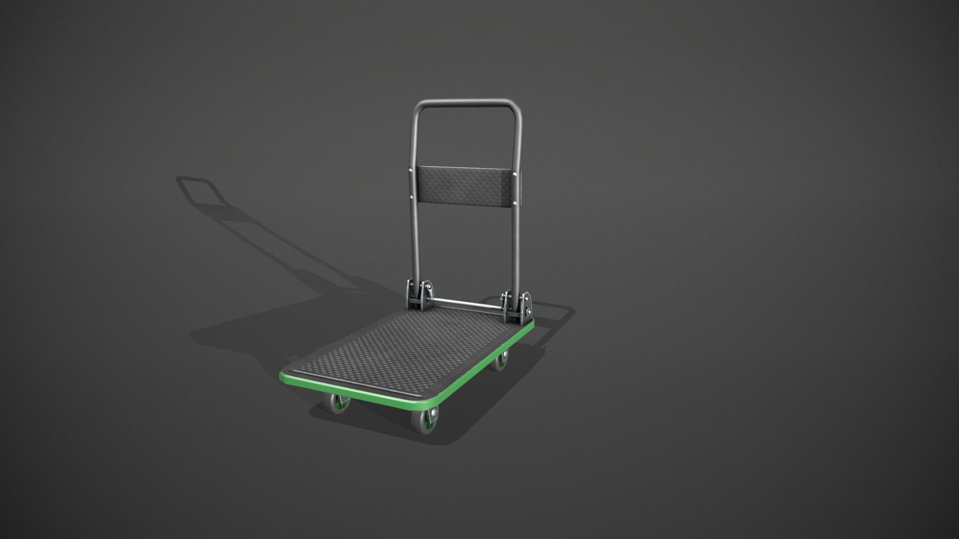 Folding Platform Truck - Trolley - Green Accents Low-poly 3D model_10
