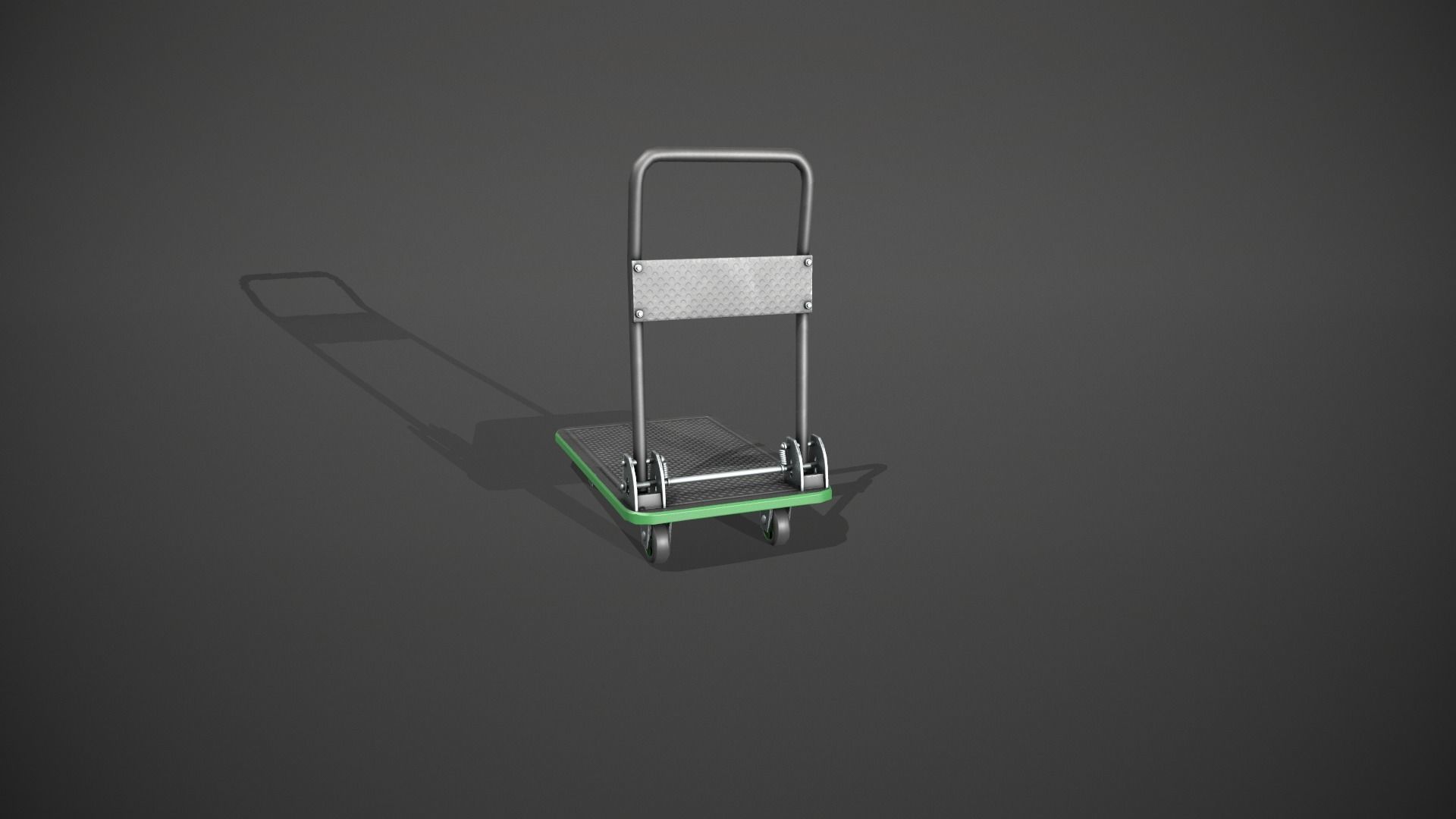 Folding Platform Truck - Trolley - Green Accents Low-poly 3D model_6