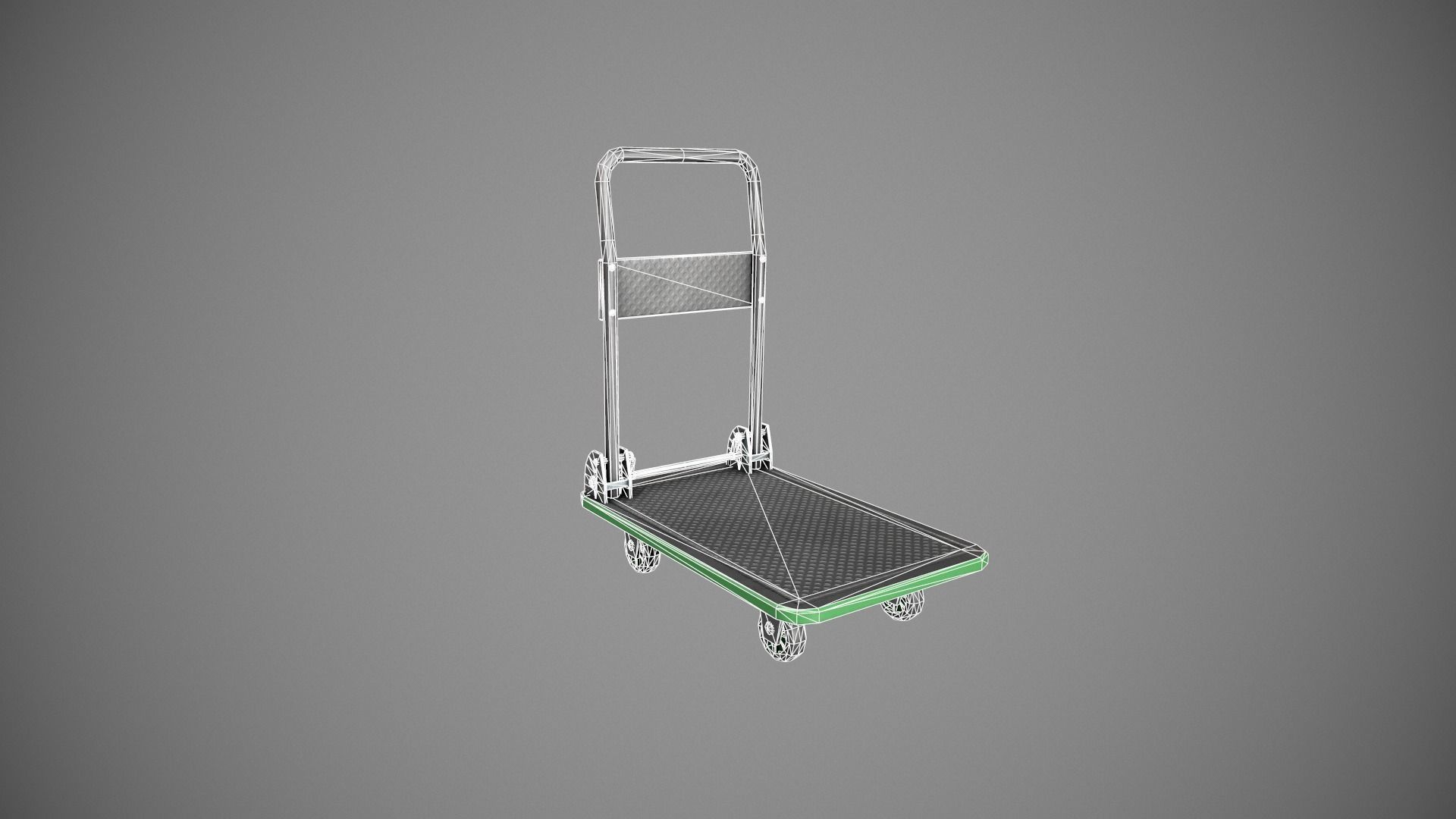 Folding Platform Truck - Trolley - Green Accents Low-poly 3D model_13