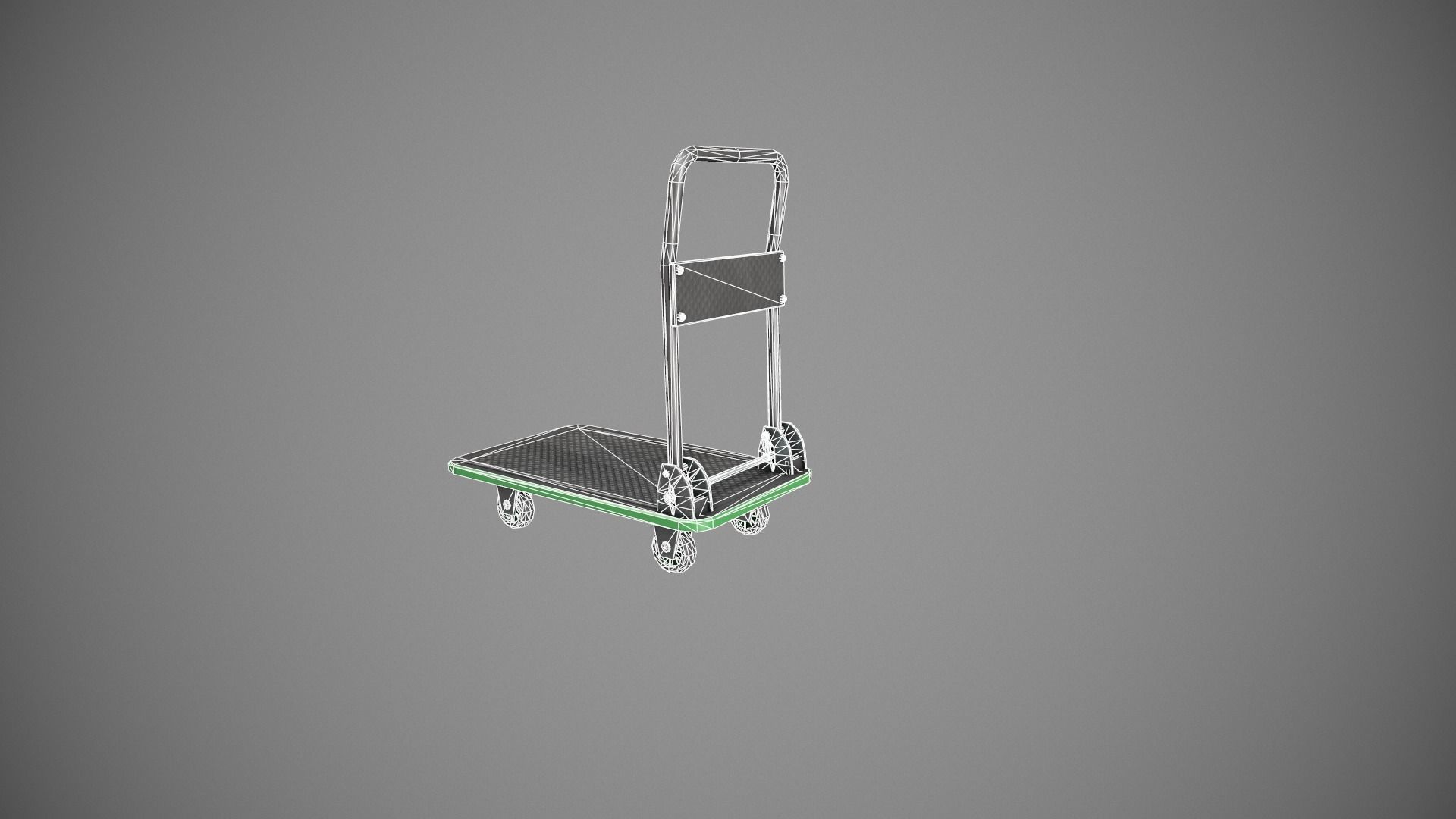 Folding Platform Truck - Trolley - Green Accents Low-poly 3D model_19
