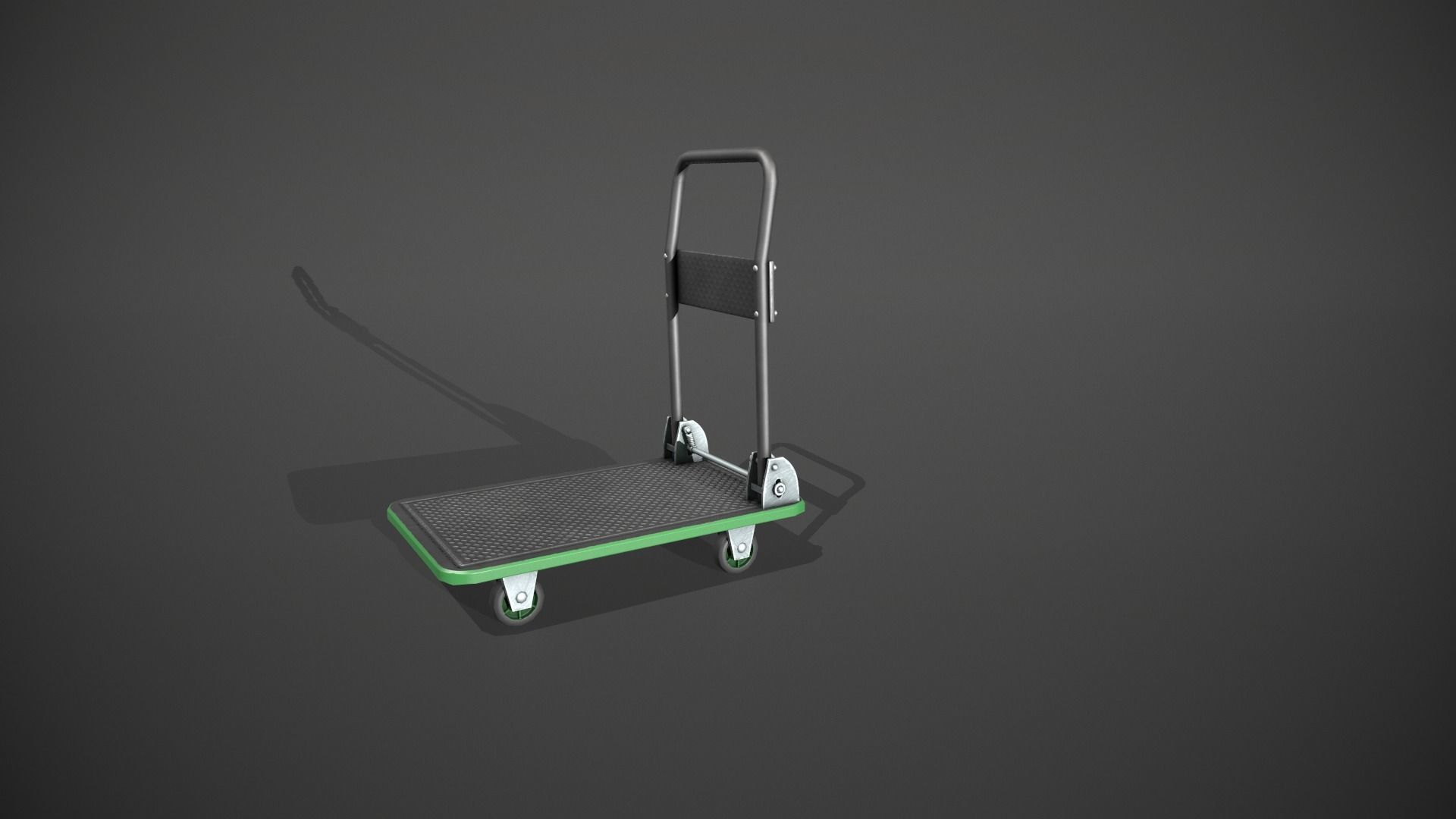 Folding Platform Truck - Trolley - Green Accents Low-poly 3D model_9