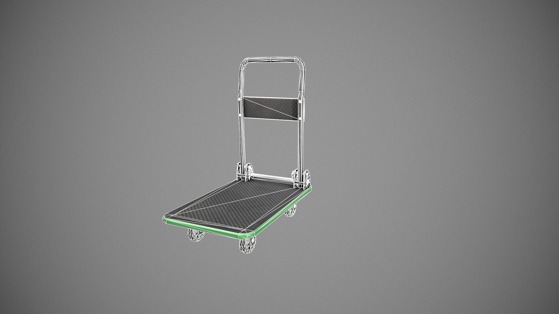 Folding Platform Truck - Trolley - Green Accents Low-poly 3D model_22