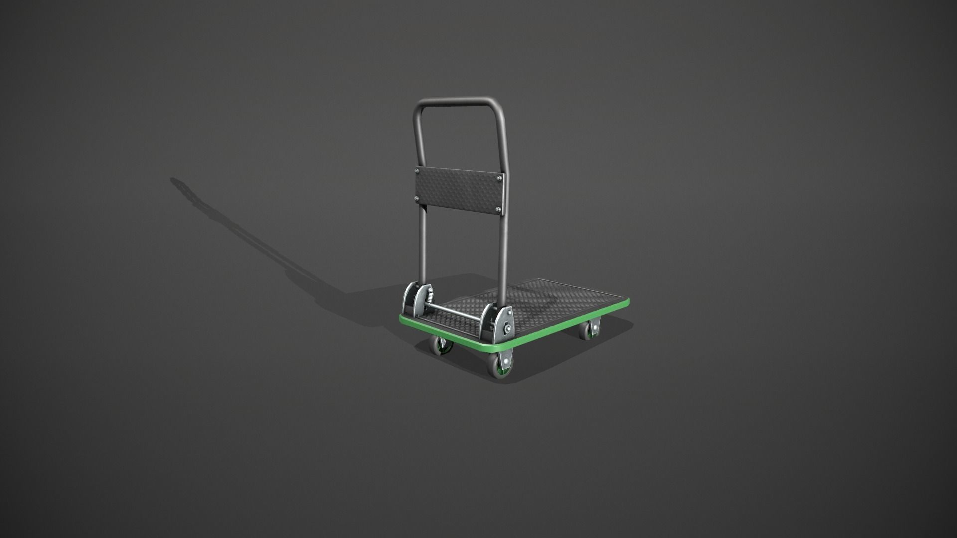 Folding Platform Truck - Trolley - Green Accents Low-poly 3D model_4