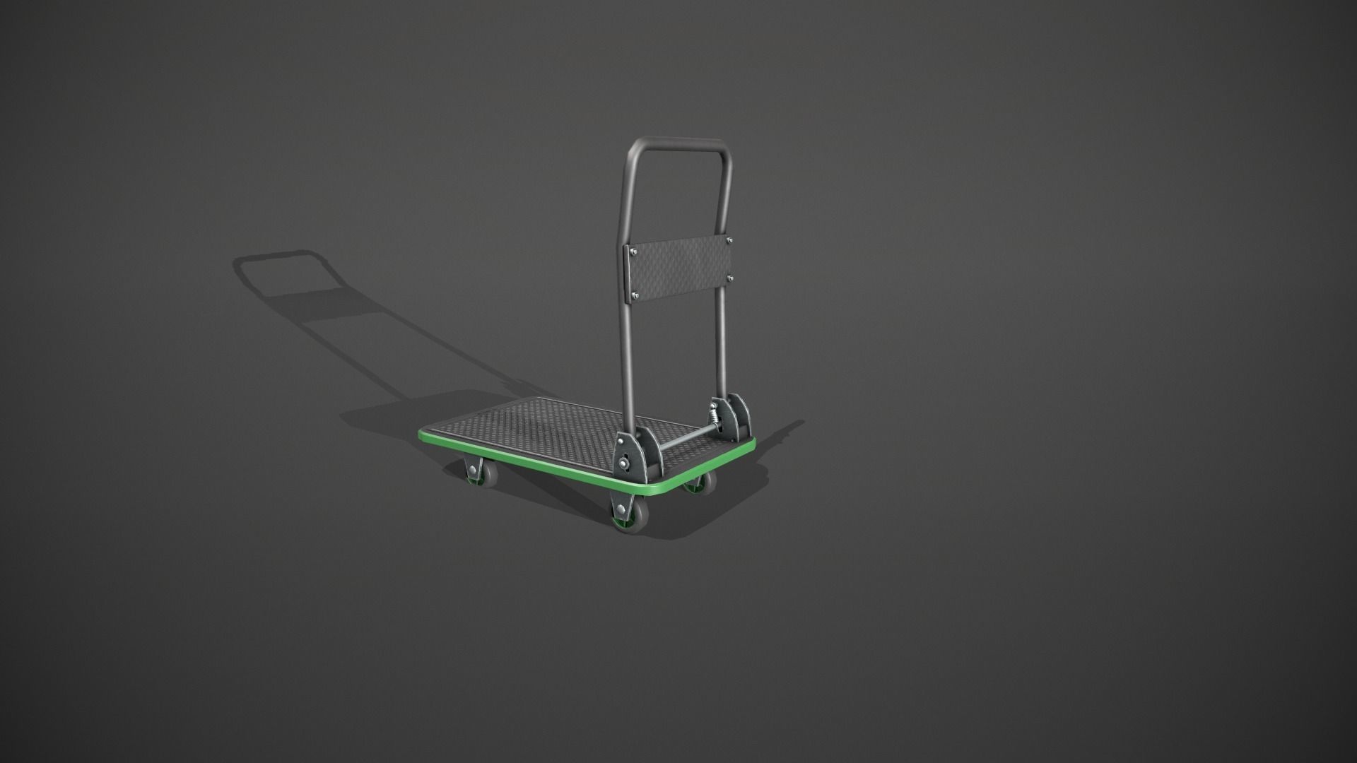 Folding Platform Truck - Trolley - Green Accents Low-poly 3D model_7