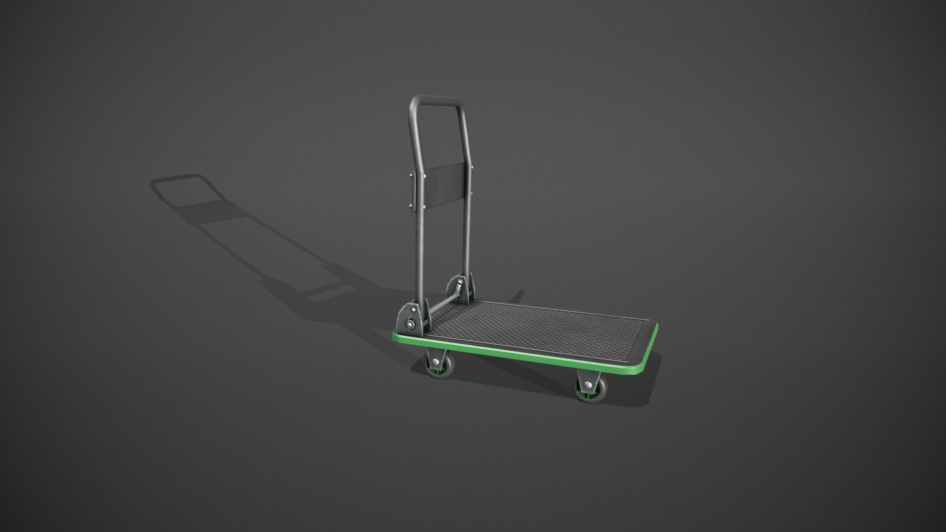 Folding Platform Truck - Trolley - Green Accents Low-poly 3D model_2