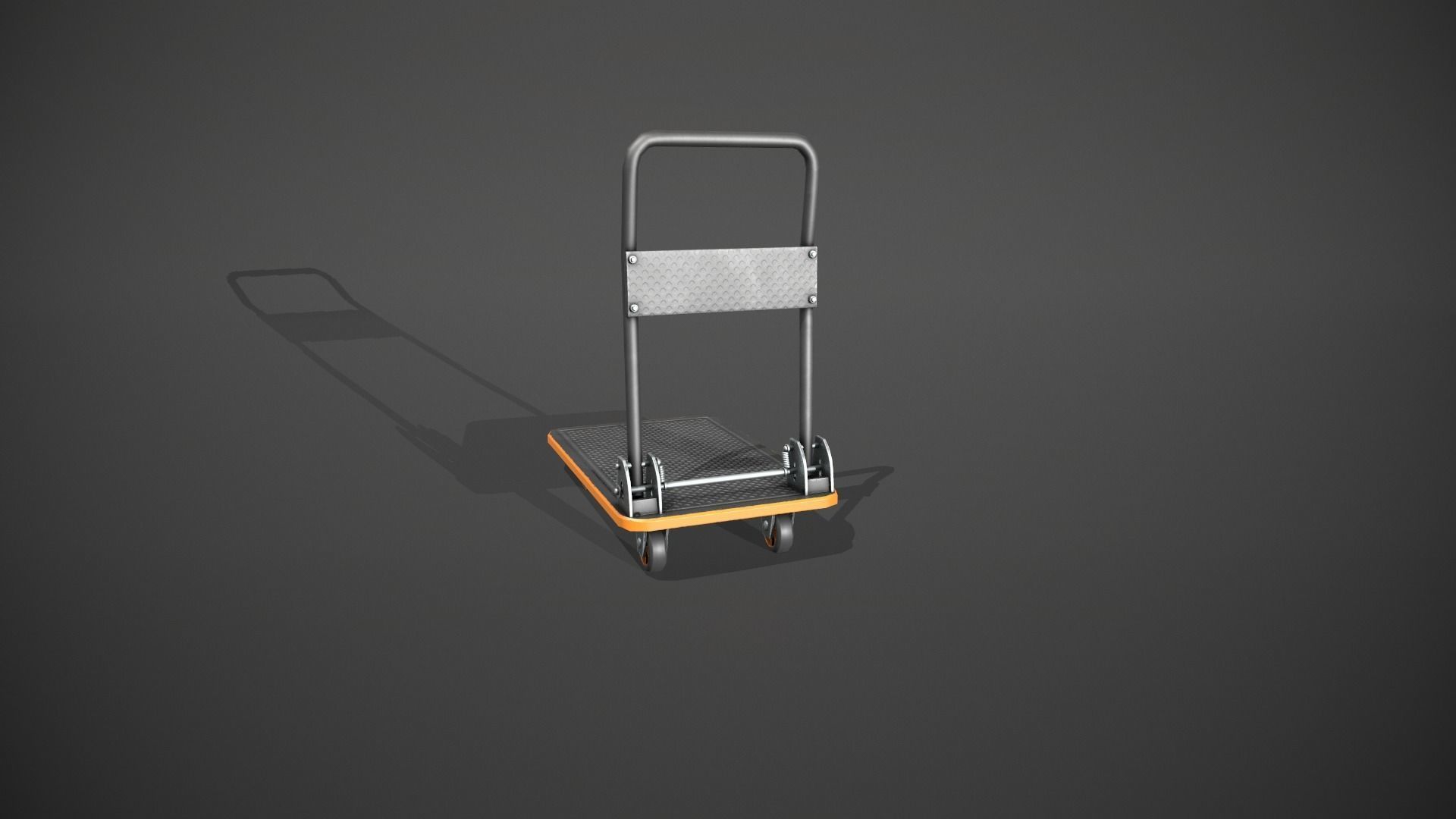 Folding Platform Truck - Trolley - Orange Accents Low-poly 3D model_6