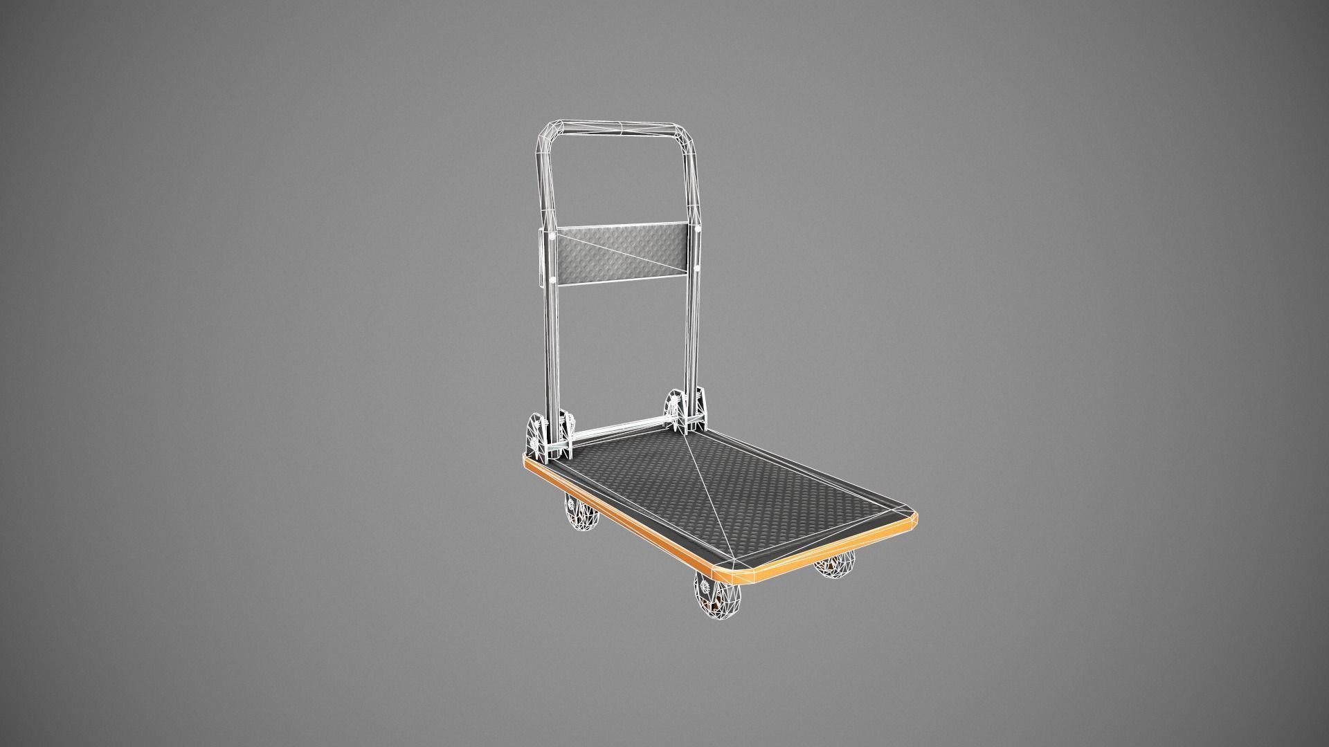 Folding Platform Truck - Trolley - Orange Accents Low-poly 3D model_13