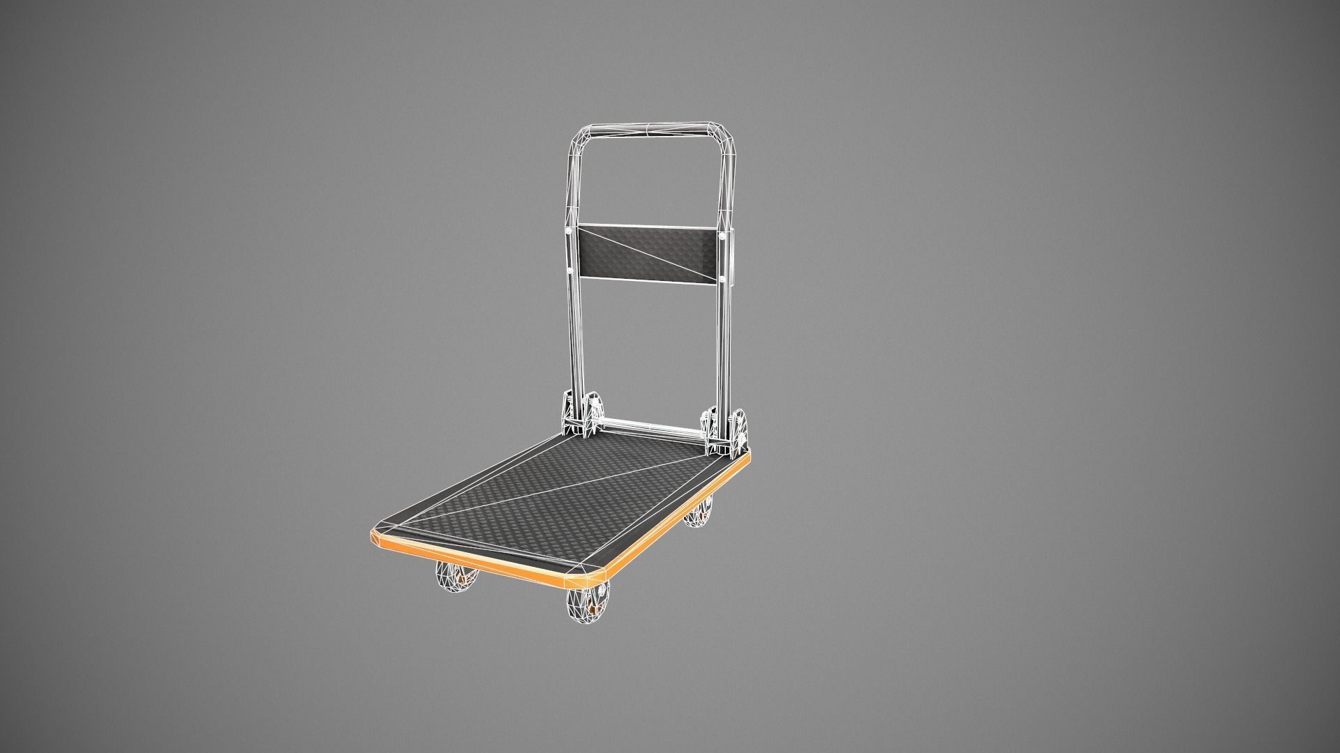Folding Platform Truck - Trolley - Orange Accents Low-poly 3D model_22