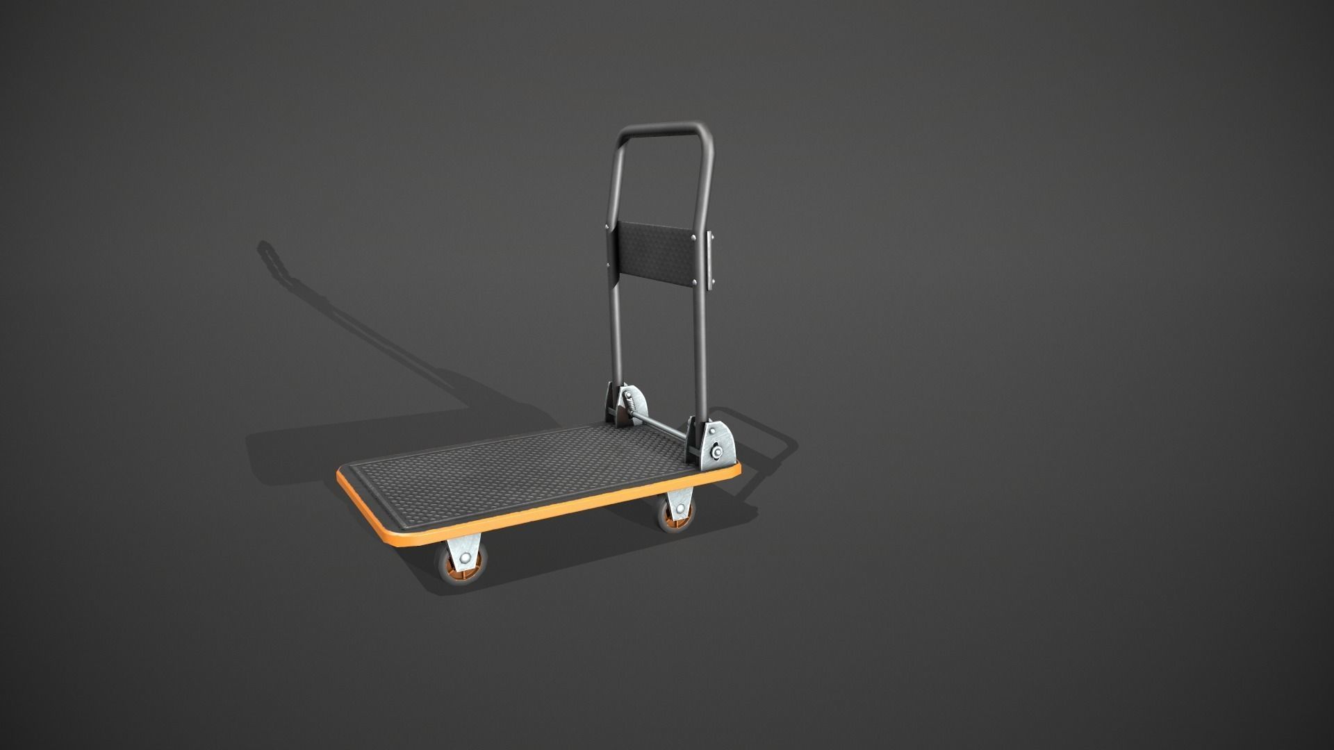 Folding Platform Truck - Trolley - Orange Accents Low-poly 3D model_9