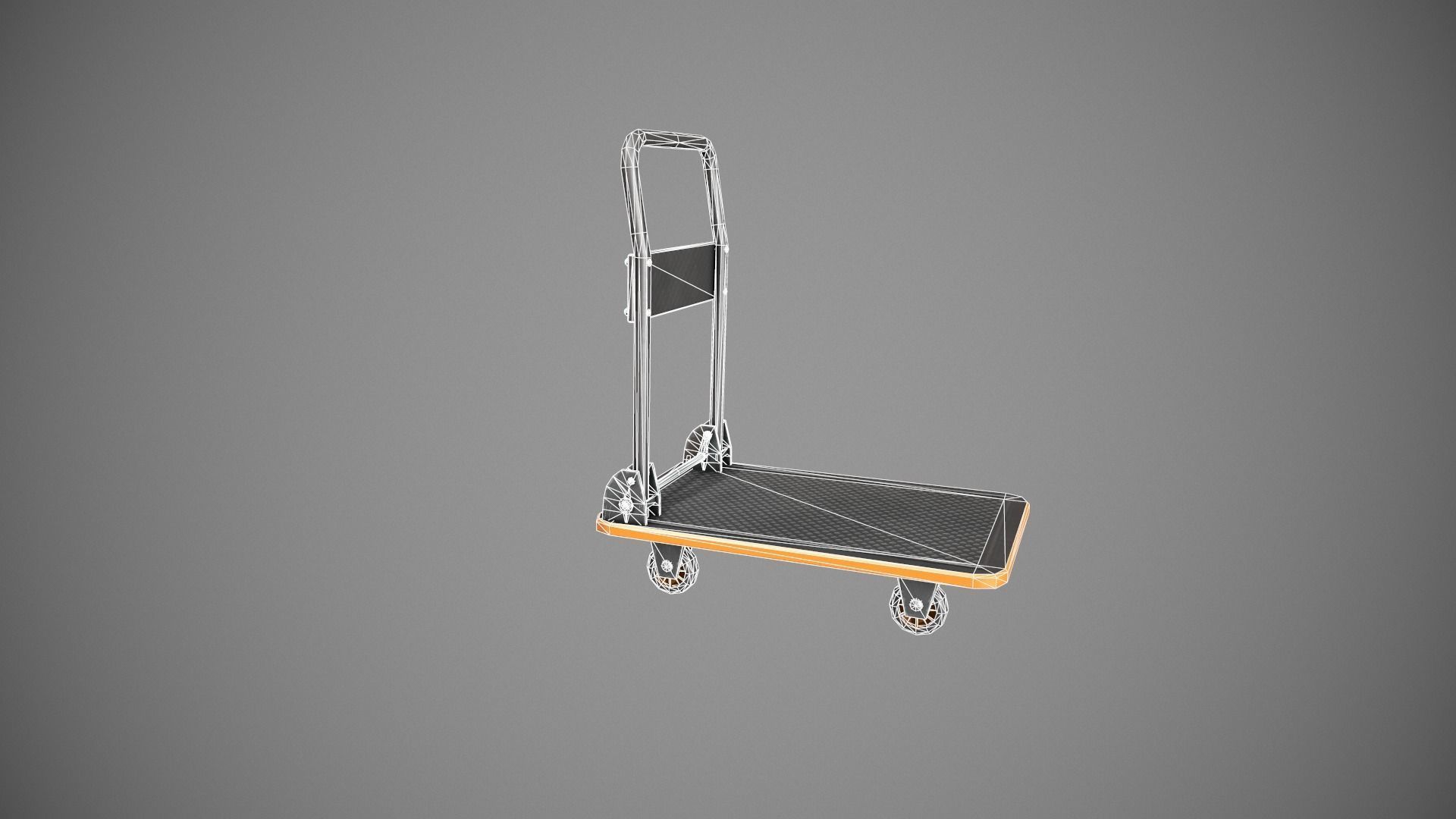 Folding Platform Truck - Trolley - Orange Accents Low-poly 3D model_14