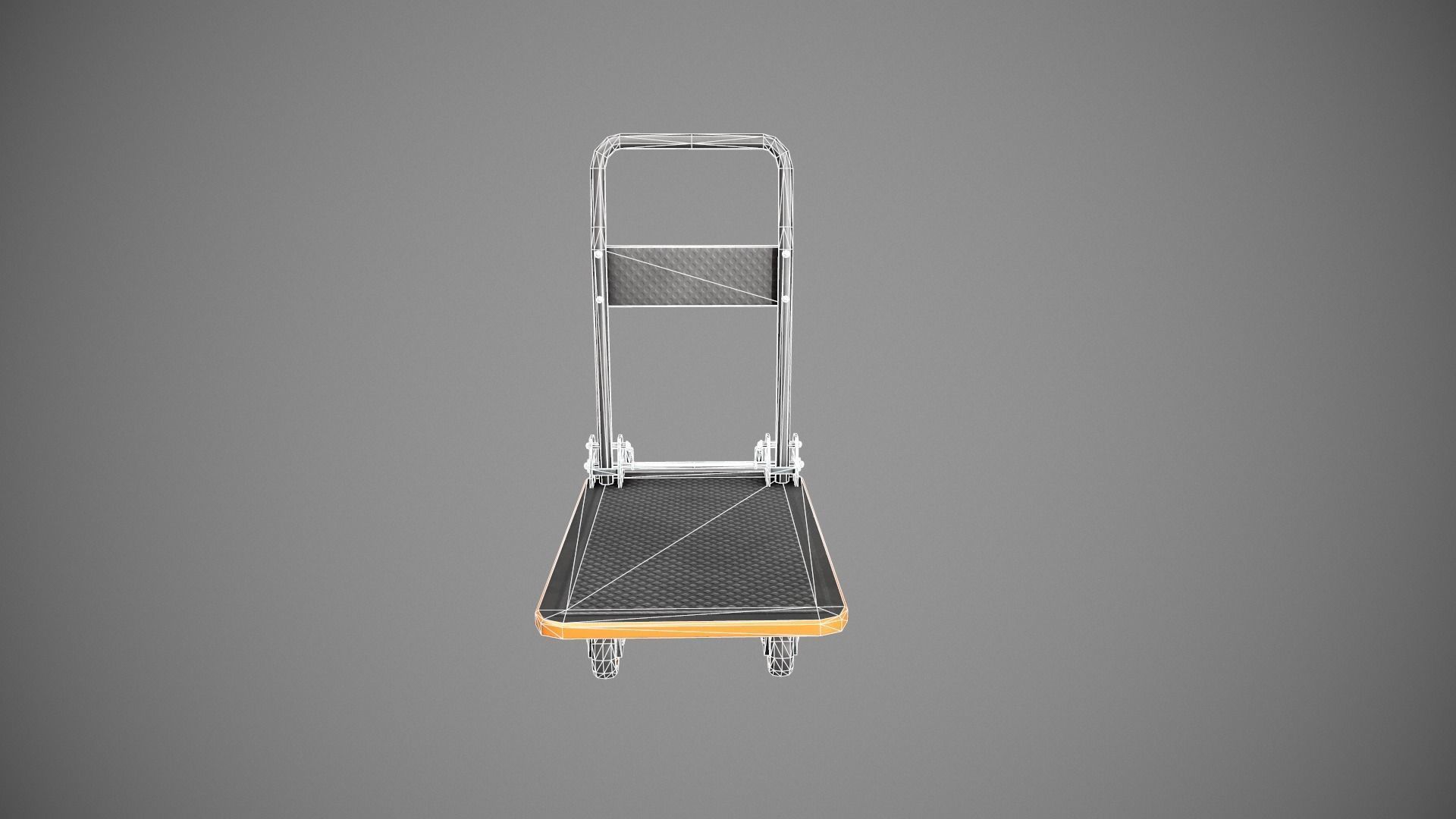 Folding Platform Truck - Trolley - Orange Accents Low-poly 3D model_12