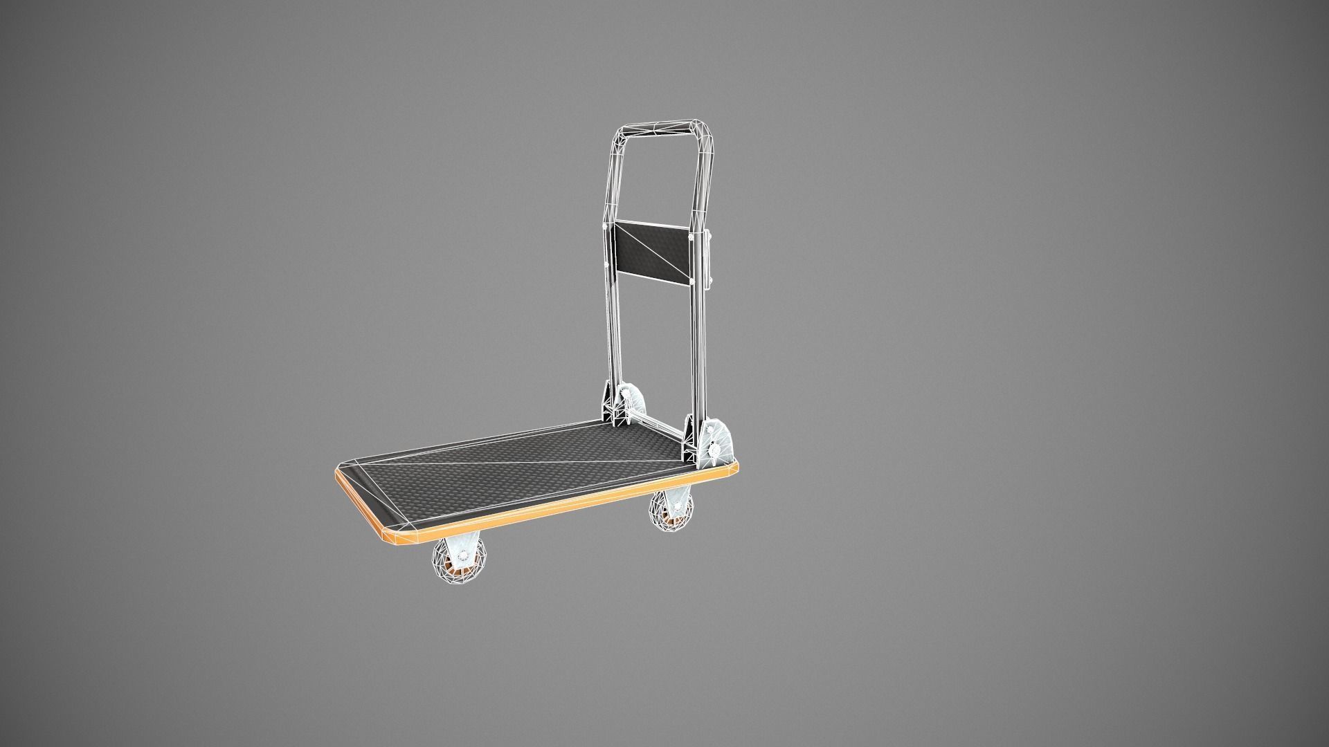 Folding Platform Truck - Trolley - Orange Accents Low-poly 3D model_21