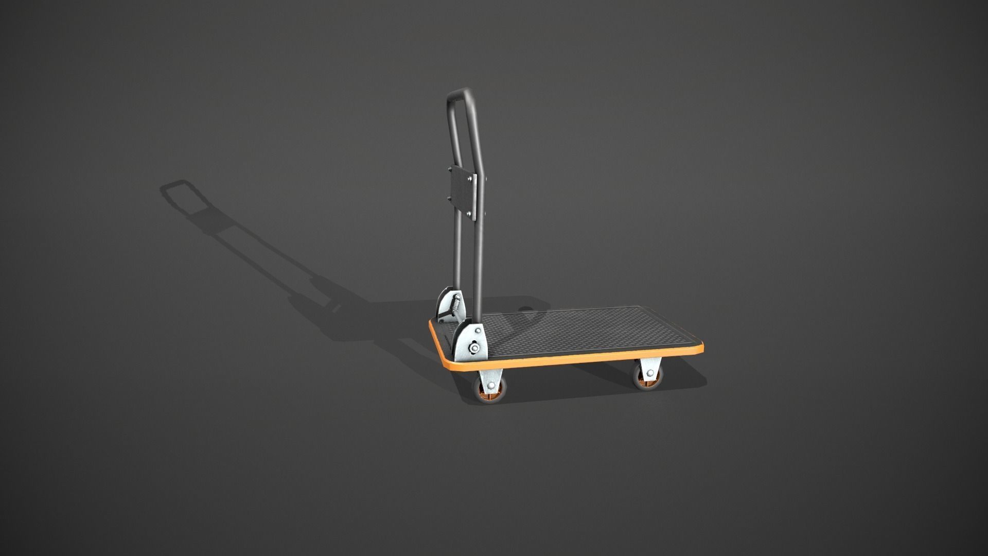 Folding Platform Truck - Trolley - Orange Accents Low-poly 3D model_3