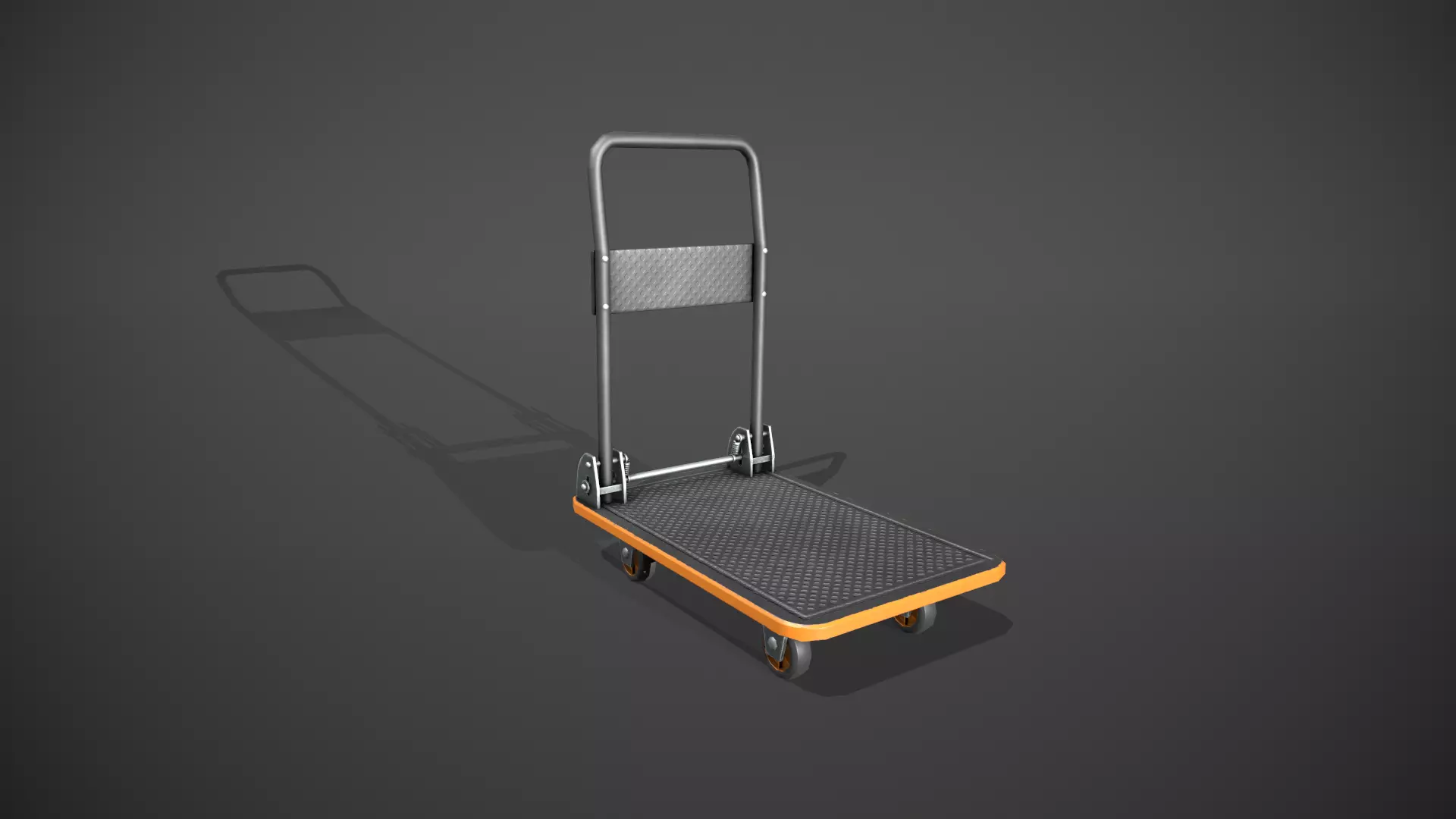 Folding Platform Truck - Trolley - Orange Accents Low-poly 3D model_0