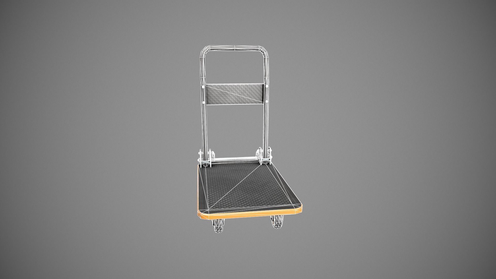 Folding Platform Truck - Trolley - Orange Accents Low-poly 3D model_23