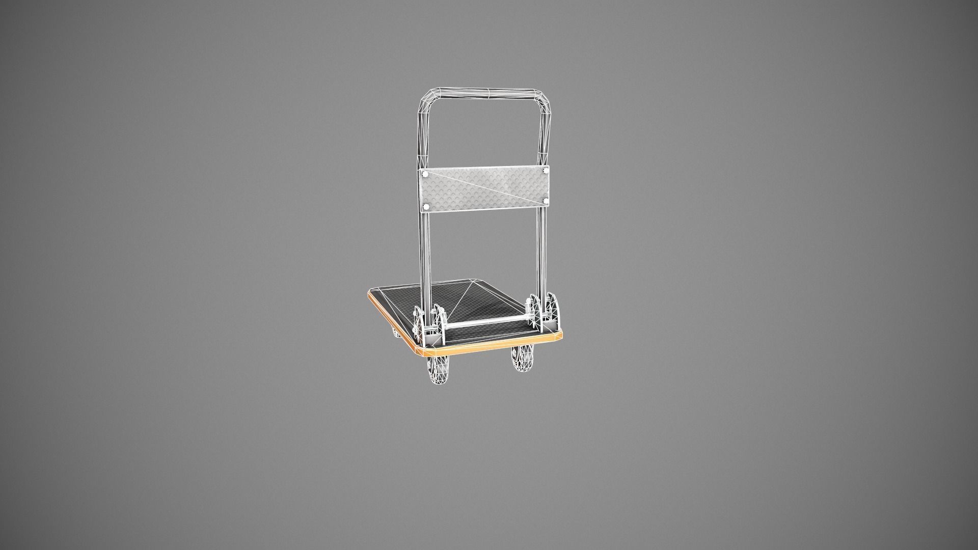 Folding Platform Truck - Trolley - Orange Accents Low-poly 3D model_18