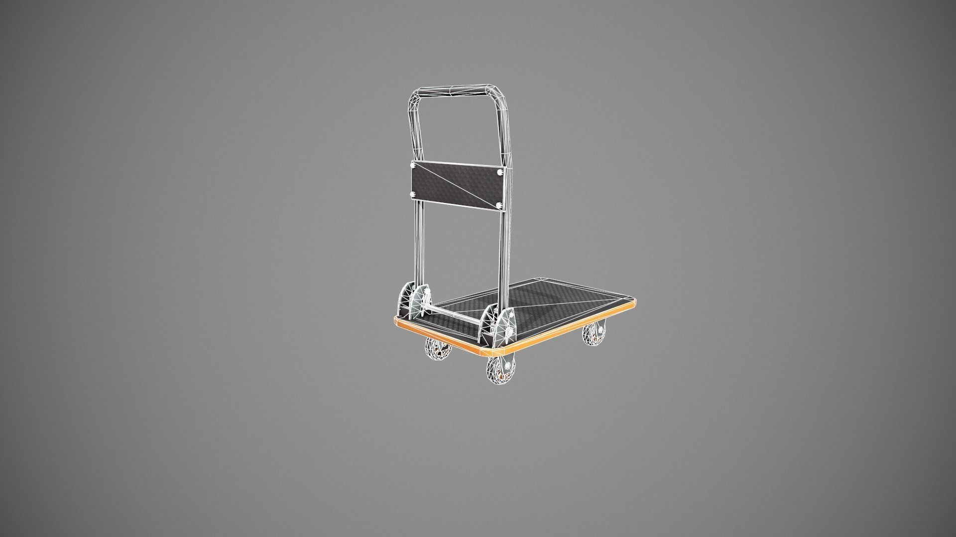 Folding Platform Truck - Trolley - Orange Accents Low-poly 3D model_16