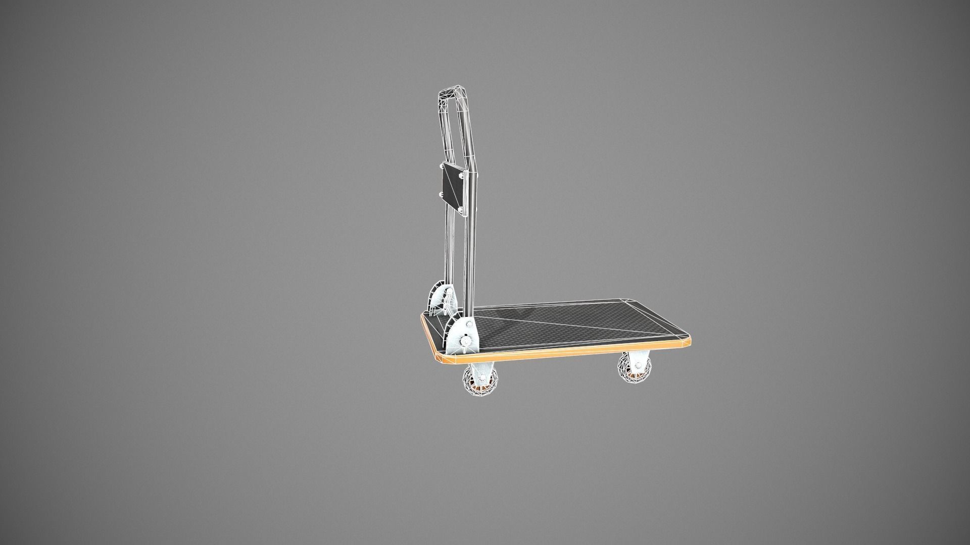 Folding Platform Truck - Trolley - Orange Accents Low-poly 3D model_15