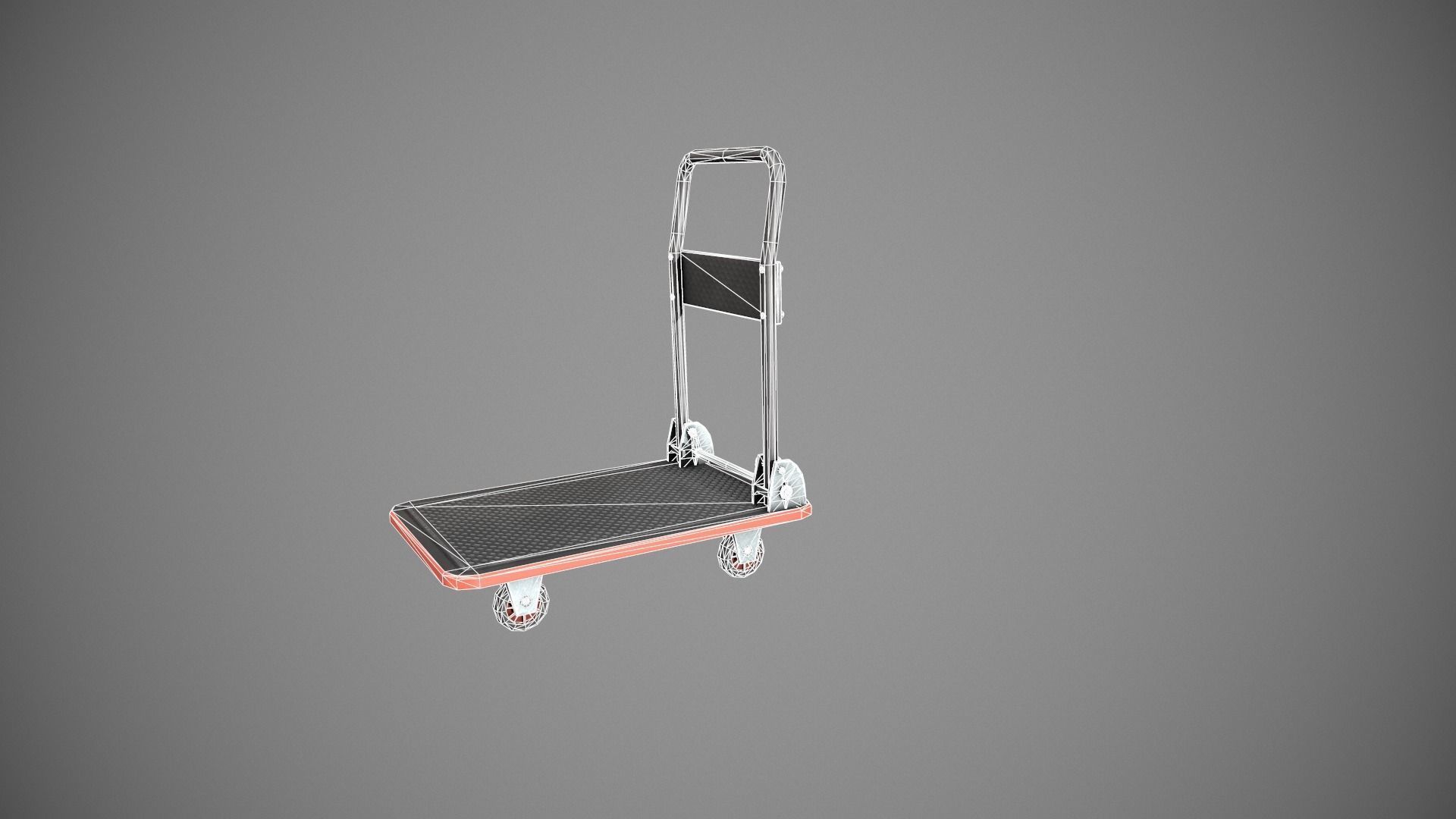 Folding Platform Truck - Trolley - Red Accents Low-poly 3D model_21