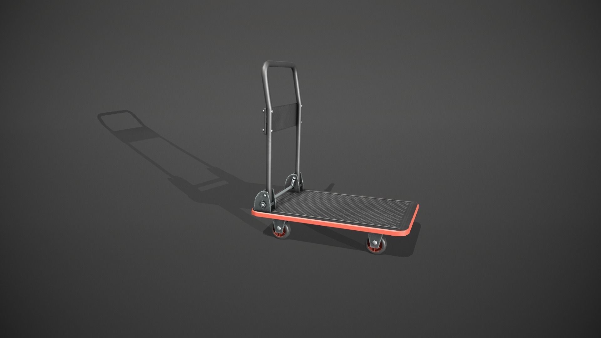 Folding Platform Truck - Trolley - Red Accents Low-poly 3D model_2