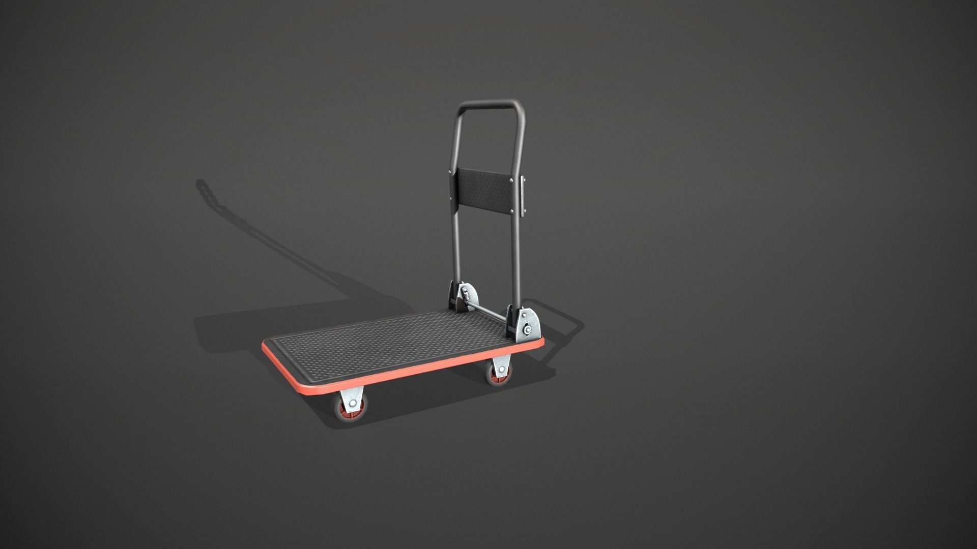 Folding Platform Truck - Trolley - Red Accents Low-poly 3D model_9