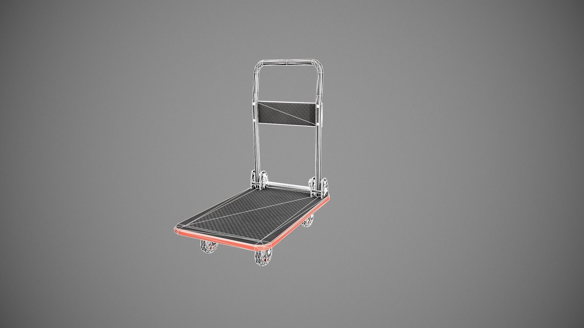 Folding Platform Truck - Trolley - Red Accents Low-poly 3D model_22
