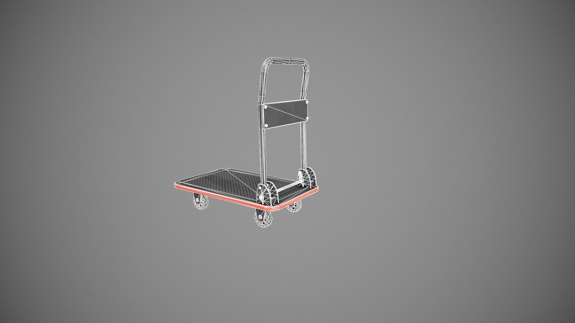 Folding Platform Truck - Trolley - Red Accents Low-poly 3D model_19
