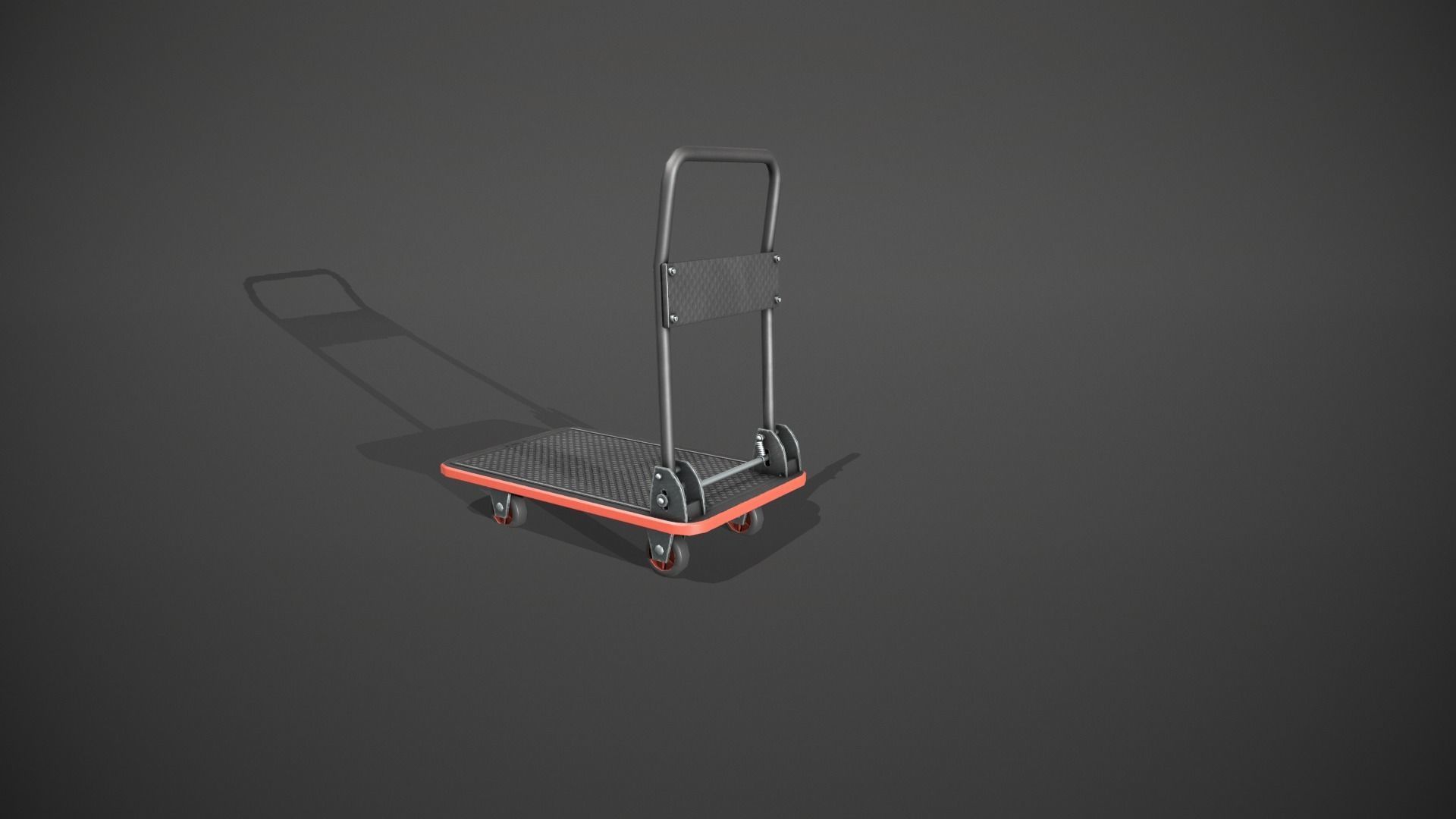 Folding Platform Truck - Trolley - Red Accents Low-poly 3D model_7