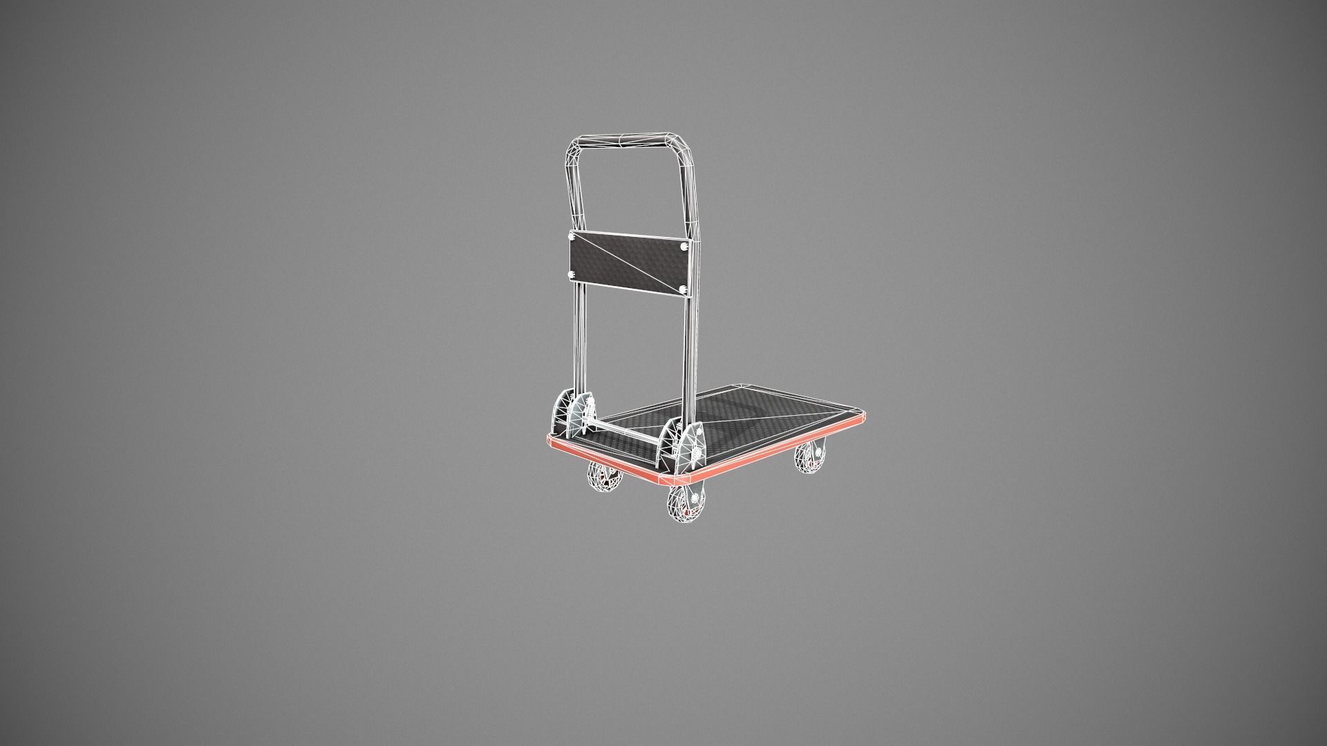 Folding Platform Truck - Trolley - Red Accents Low-poly 3D model_16