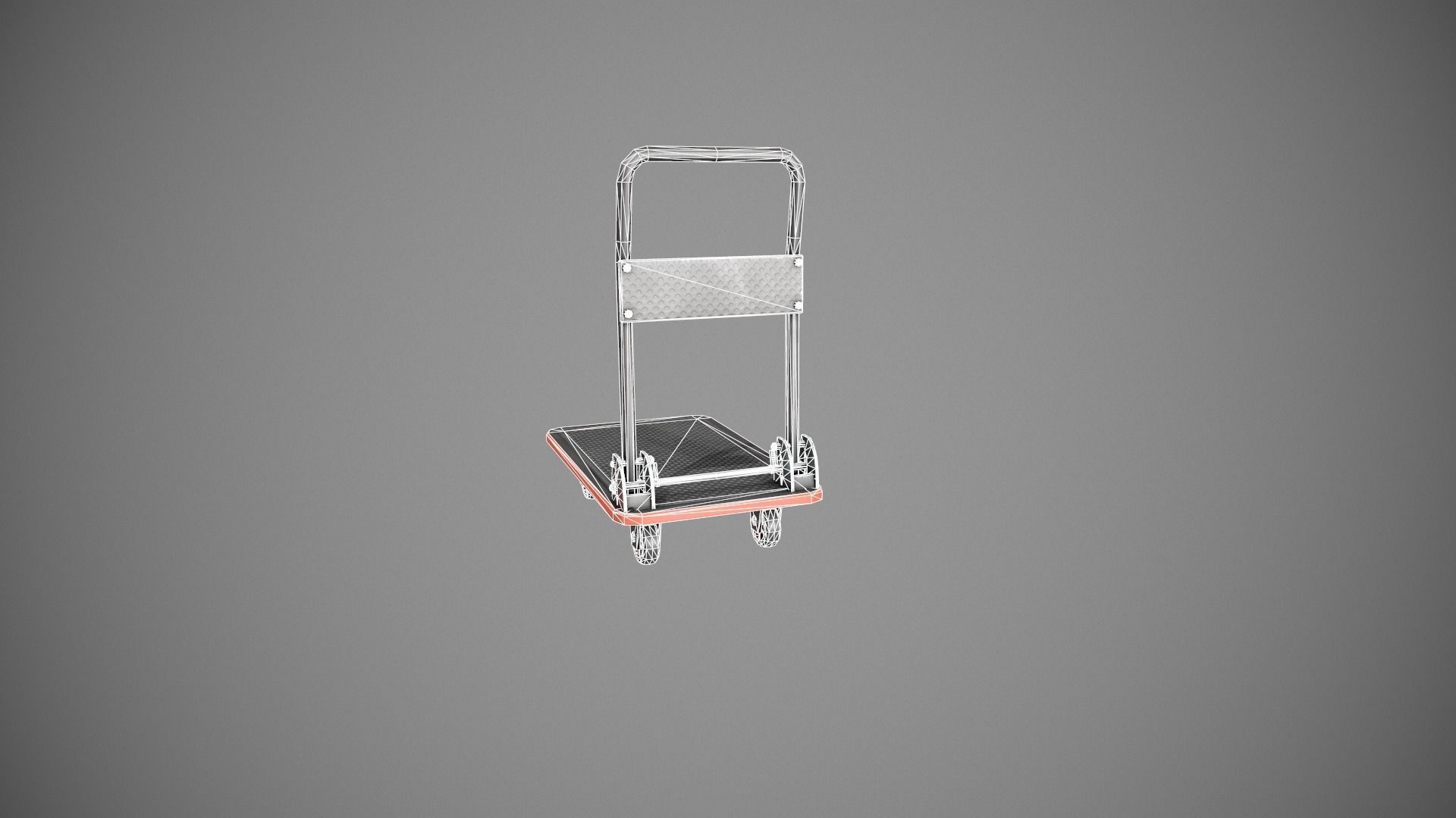 Folding Platform Truck - Trolley - Red Accents Low-poly 3D model_18